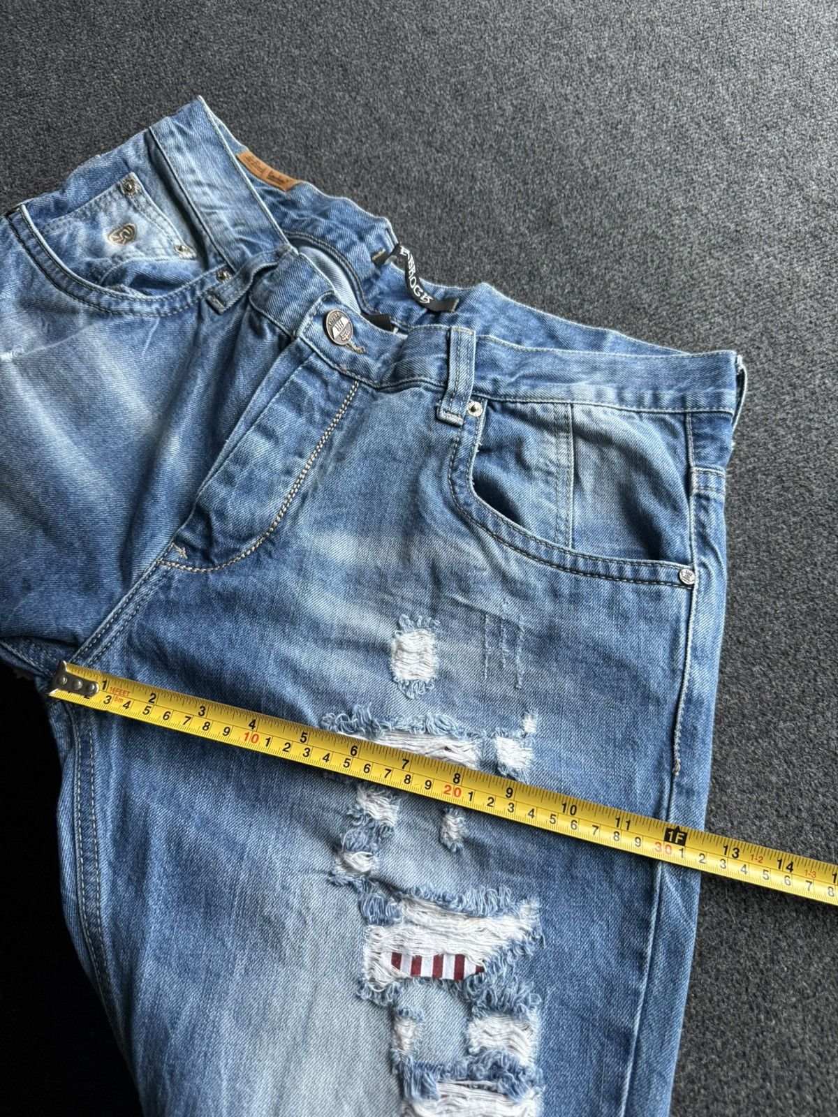 Le Grande Bleu (L.G.B.) Y2K Distressed Japanese Biker Denim Jeans Destroyed Punk Size US 34 / EU 50 - 20 Thumbnail