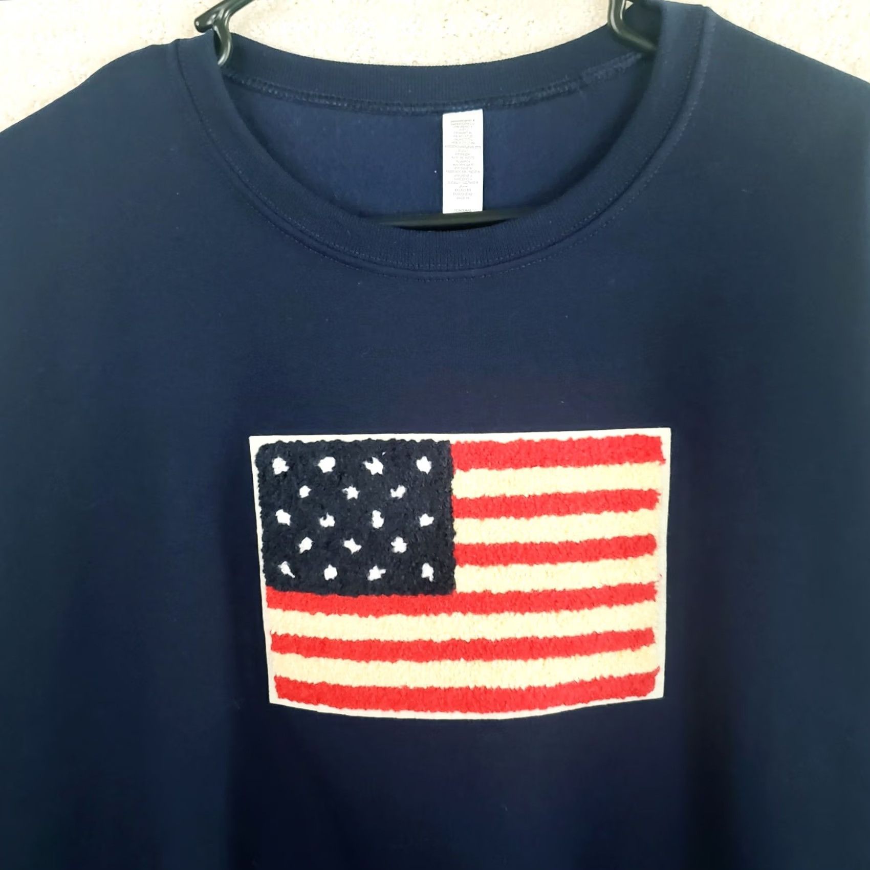 Vintage American Flag Crewneck Sweatshirt Men XL Navy Blue Embroidered Flag Logo Size US XL / EU 56 / 4 - 3 Thumbnail