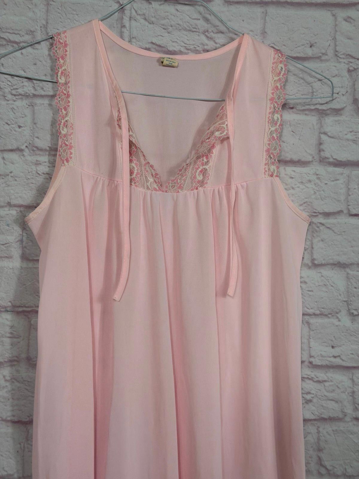 Other Vintage Radcliffe Pink Lace Trim Medium Nightgown Size ONE SIZE - 2 Thumbnail