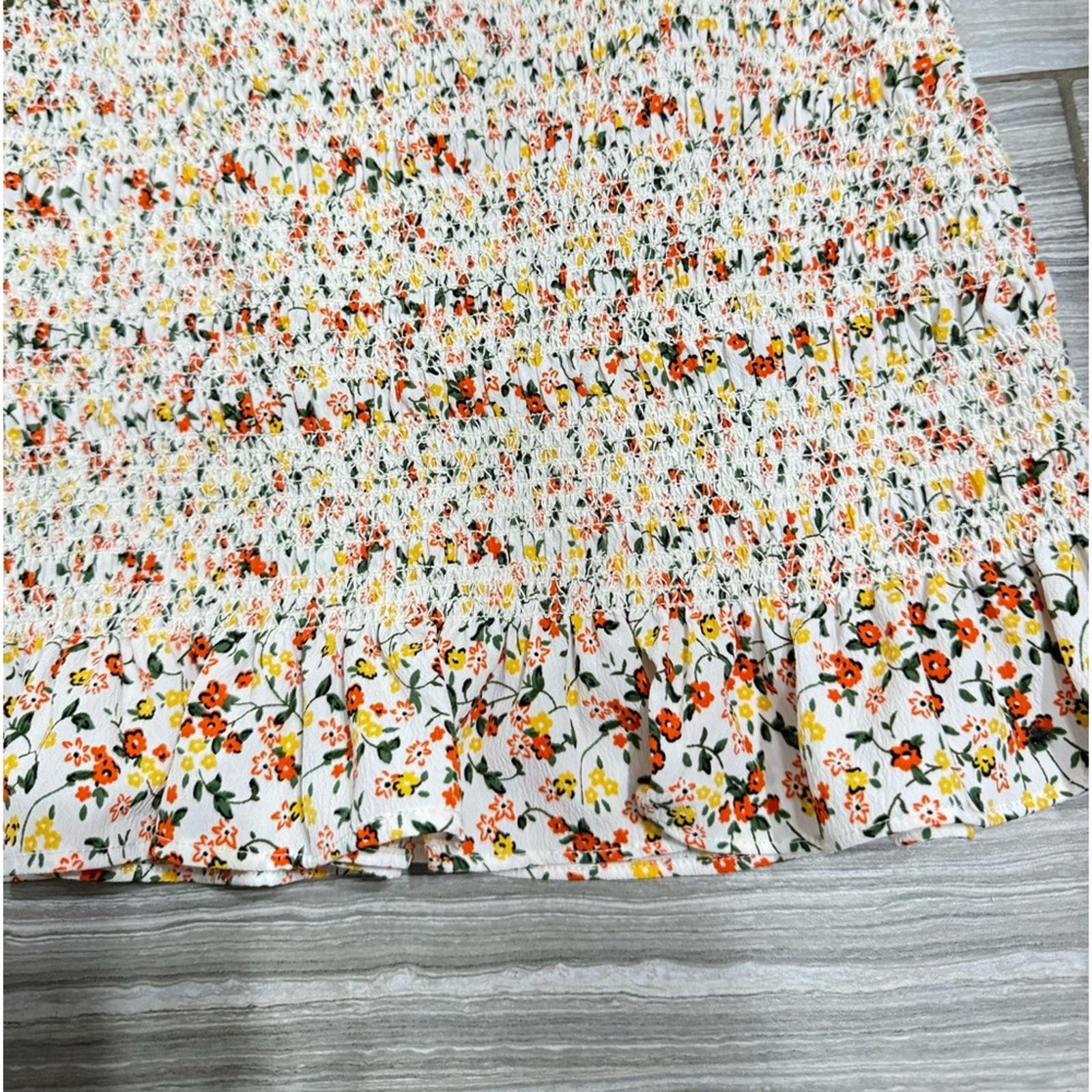 Topshop Topshop Floral Print Off Shoulder Smocked Mini Dress- Size 8 Size M / US 6-8 / IT 42-44 - 6 Thumbnail