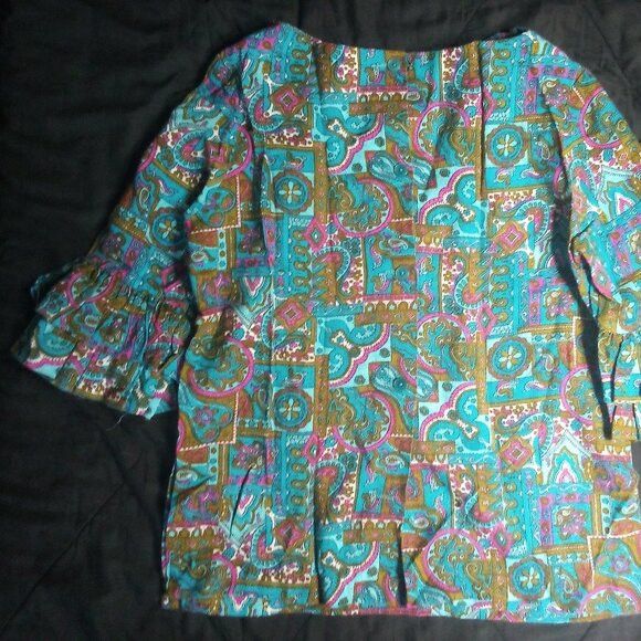 Other Vintage 60s Fritzi Paisley Geometric Psychedelic Top Hippie Size L / US 10 / IT 46 - 6 Thumbnail