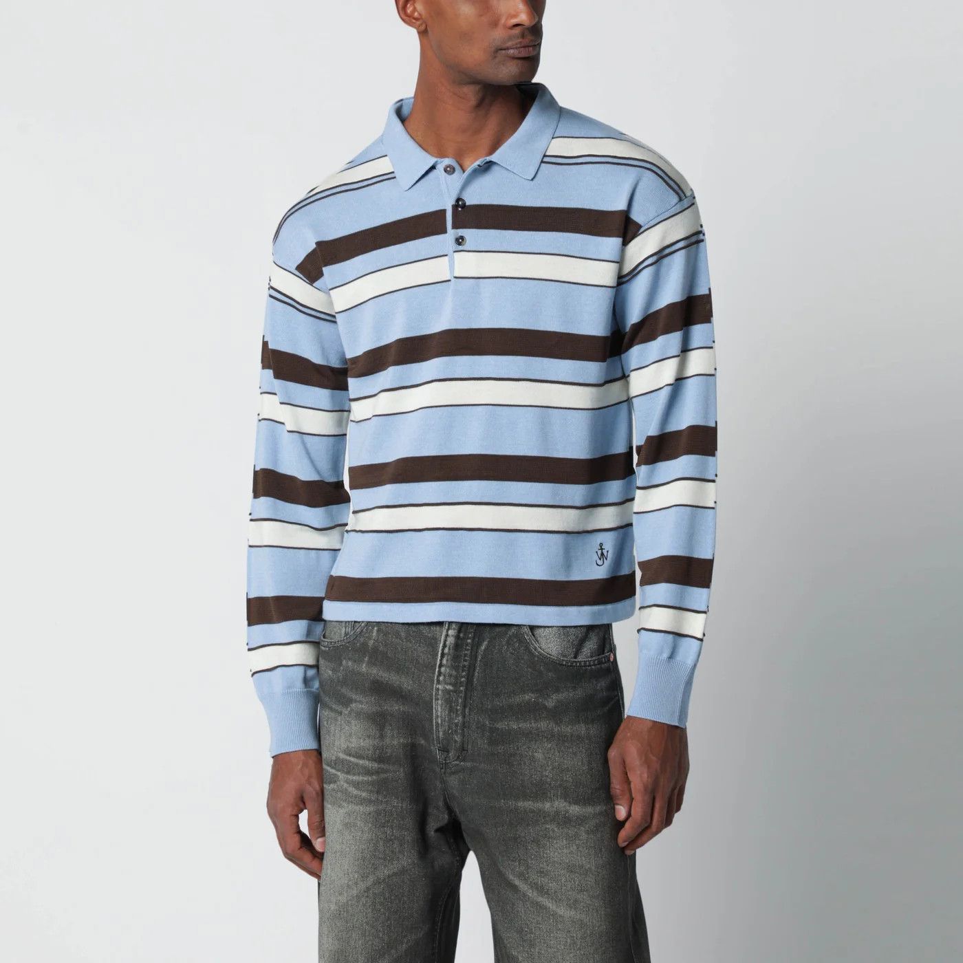 JW Anderson o1d2blof0526 Striped Cotton-blend Polo in Multicolor Size US S / EU 44-46 / 1 - 1 Thumbnail