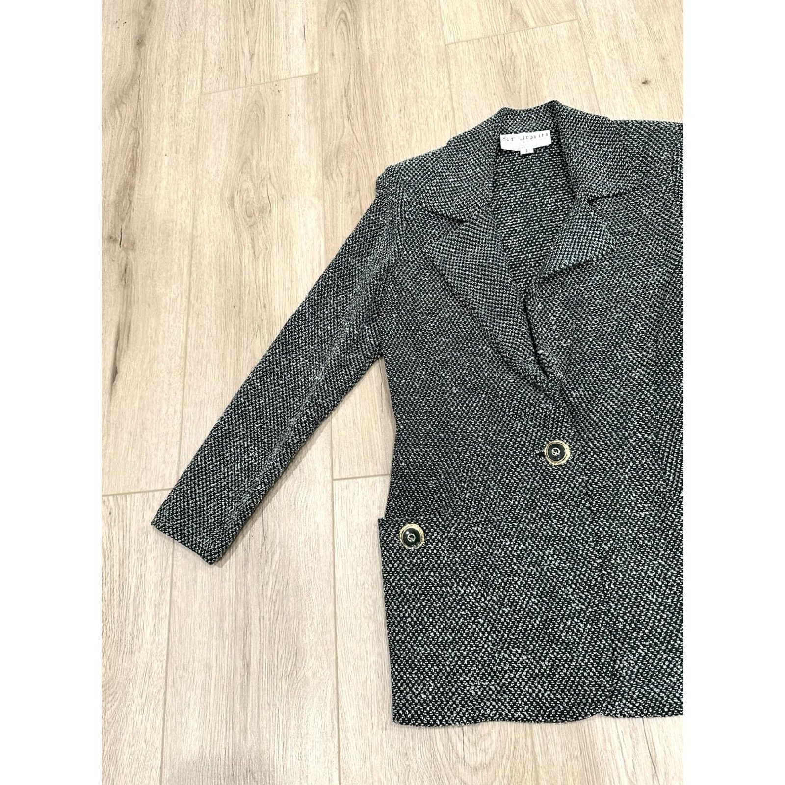 St. John VINTAGE St. John Blazer Knit Green Tweed Wool Blend Size 2 Womens Jacket Formal Repairable? Size XS / US 0-2 / IT 36-38 - 3 Thumbnail