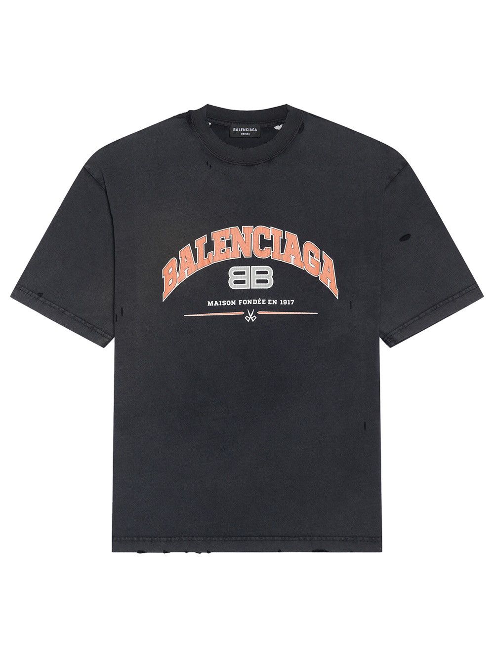 Balenciaga Balenciaga MAISON FONDEE EN 1917 Tee Black Orange and White Size XS / US 0-2 / IT 36-38 - 1 Thumbnail