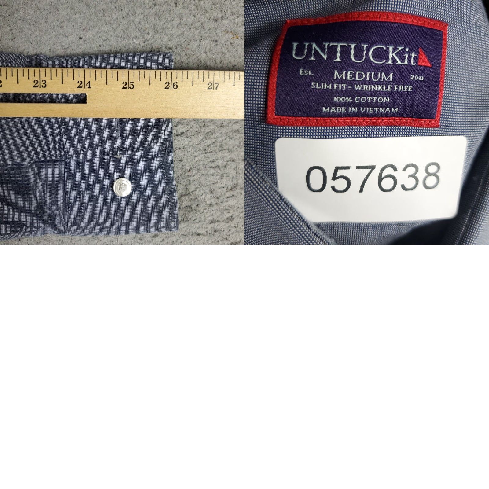 UNTUCKit UNTUCKit Shirt Mens Medium Blue Slim Fit Button-Up Long Sleeve Casual Workwear Vintage: No (adjust) Size US M / EU 48-50 / 2 - 8 Thumbnail