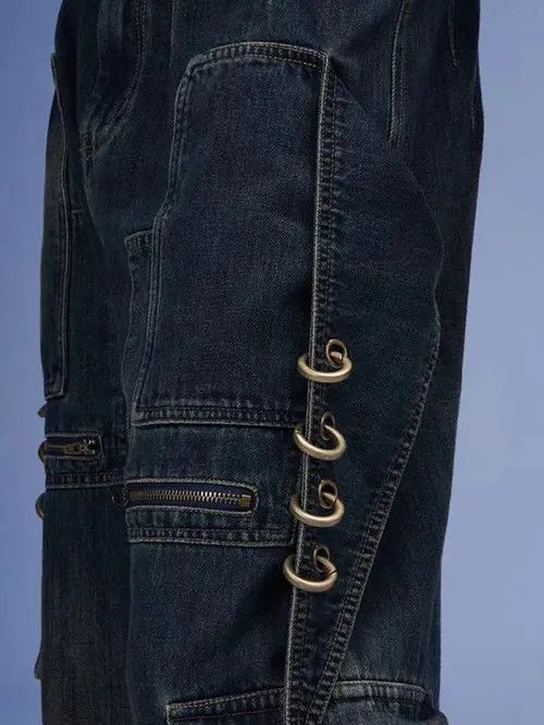 VIBE Retro Pioneer Deconstructed Pocket Washed Distressed Jeans Size US 32 / EU 48 - 4 Thumbnail