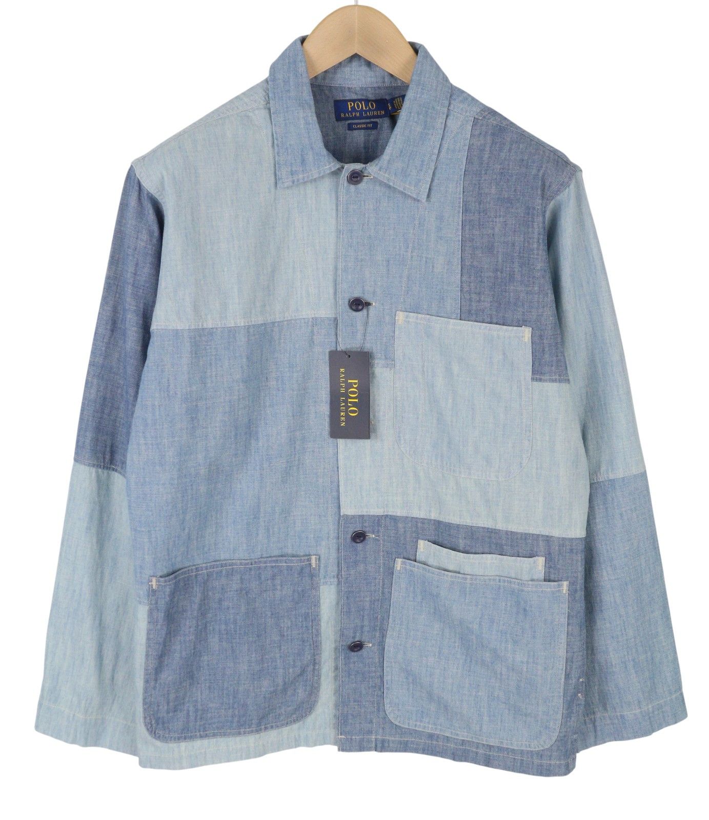 Ralph Lauren S Blue Faded Patchwork Button-Up Spread Shirt 86998 Size US S / EU 44-46 / 1 - 1 Thumbnail