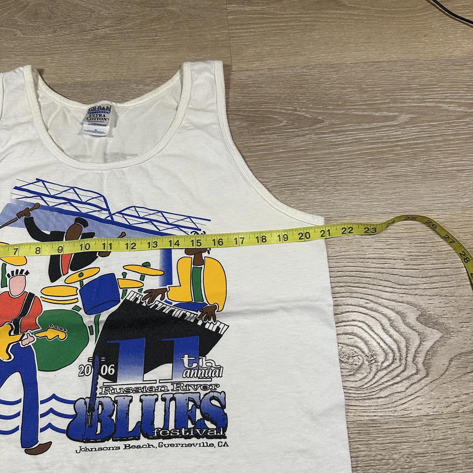 Gildan Gildan Mens Tank Top M White Vintage Blues Festival Graphic Size US M / EU 48-50 / 2 - 5 Thumbnail