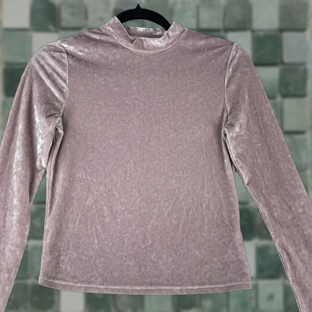 & Other Stories & Other Stories Shirt Womens Size 6 Pink Crushed Velvet Mock Neck Long Sleeve Size M / US 6-8 / IT 42-44 - 1 Thumbnail