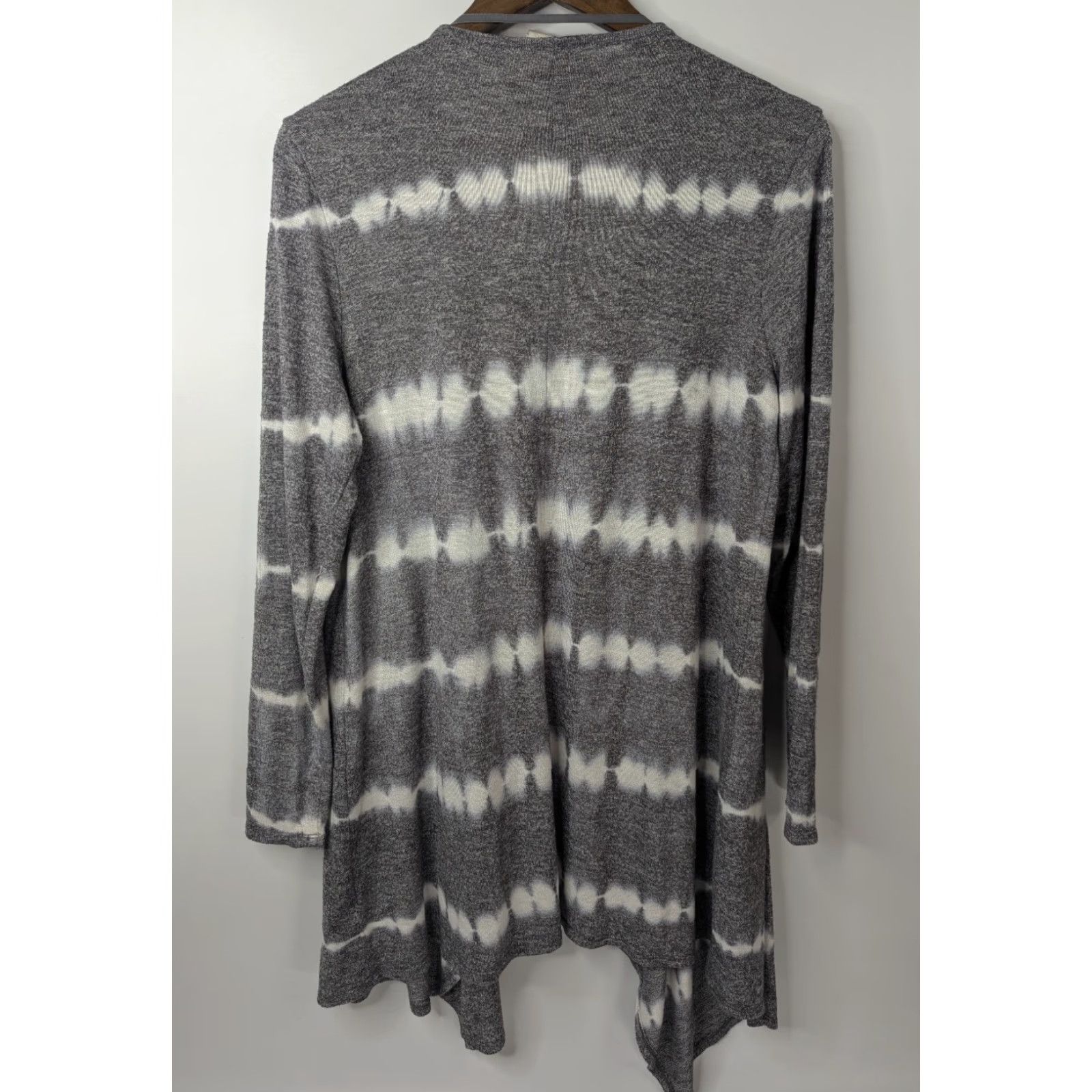 Vintage Knox Rose Cardigan Women's Large Gray Tie Dye Open Front Sweater Draped Knit Size L / US 10 / IT 46 - 3 Thumbnail