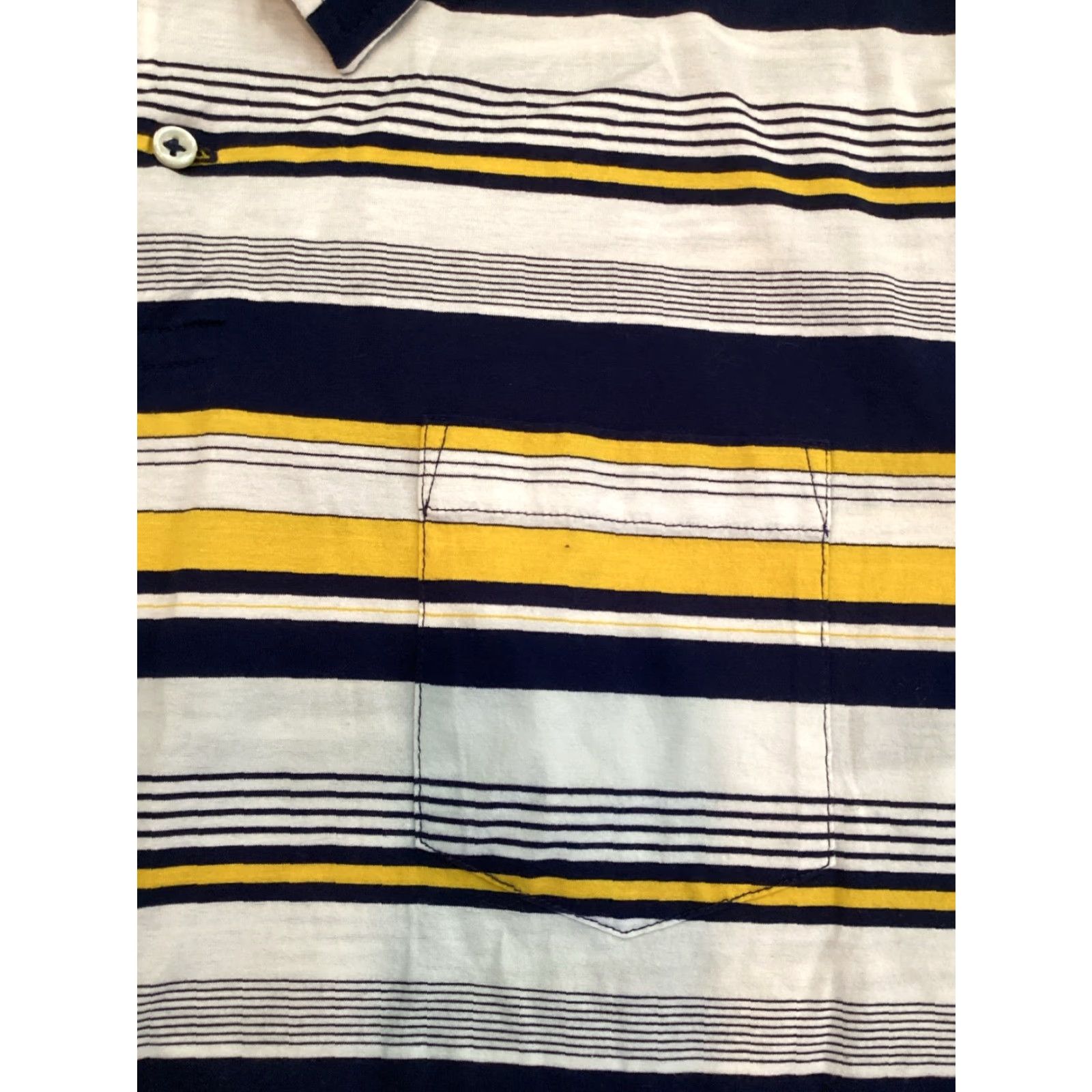 Polo Ralph Lauren VTG Polo Ralph Lauren Polo Shirt Men’s 100% Cotton Short Sleeve Navy Yellow Stripe L Blue Striped Polo Mens Regular Fit Vintage Shirts Size US L / EU 52-54 / 3 - 3 Thumbnail