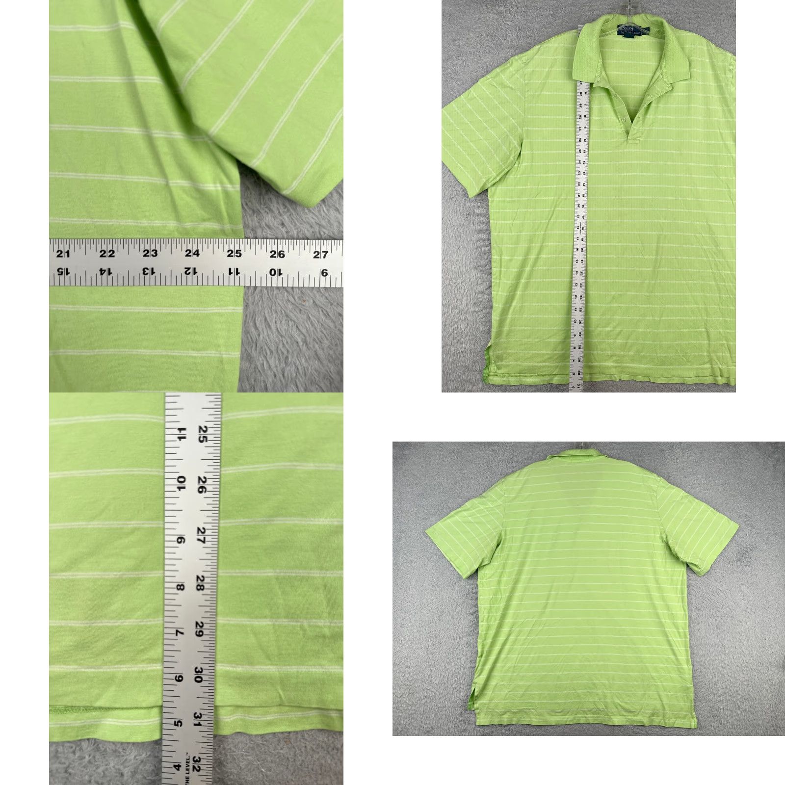 Polo Ralph Lauren VINTAGE Polo Ralph Lauren Shirt Men 2XL Green Stripe 100% Pima Cotton Polo Shirt Men Slim Fit Short Sleeve Read Size US XXL / EU 58 / 5 - 8 Thumbnail