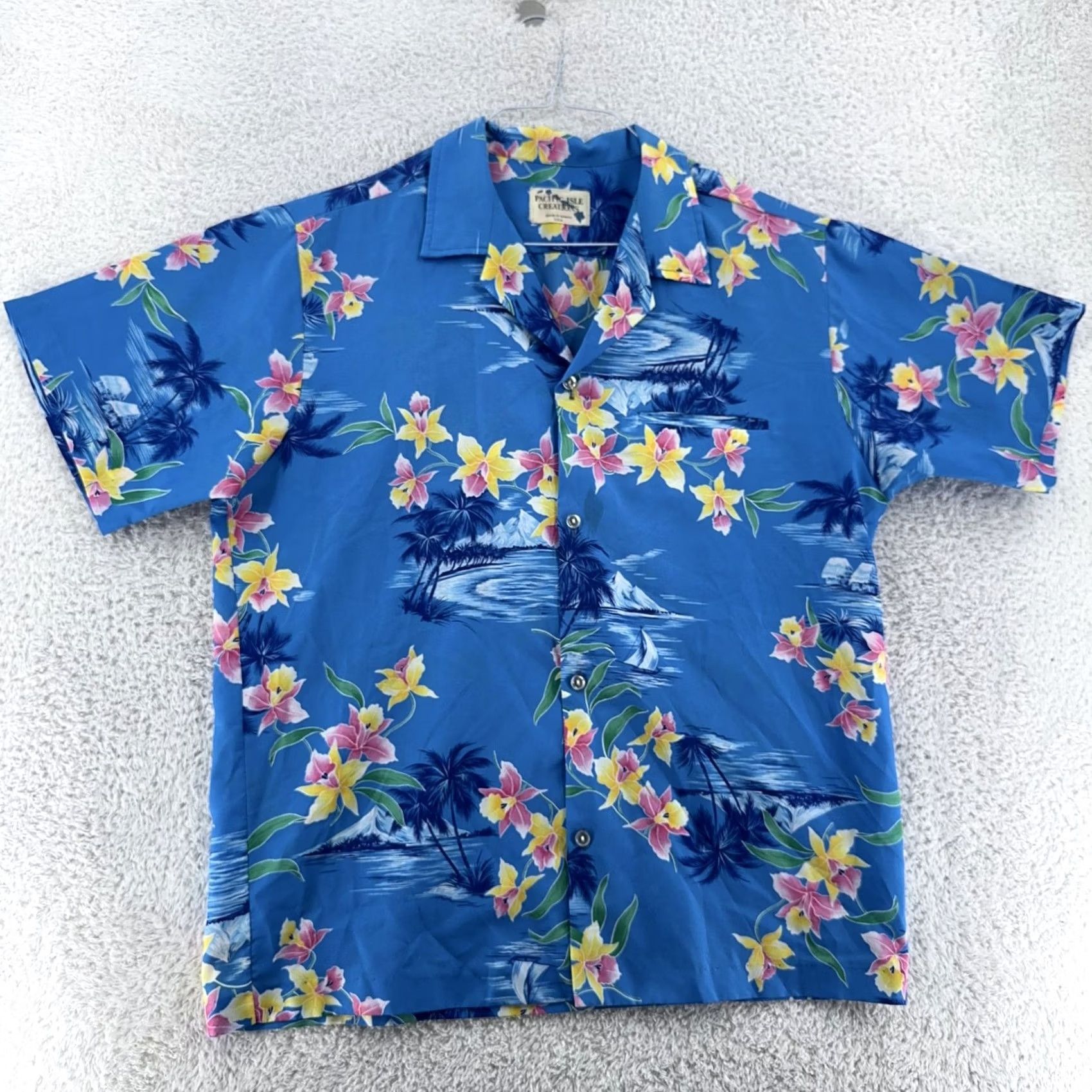 Vintage Pacific Isle Creations Hawaiian Shirt Mens L Floral Aloha Made Hawaii USA Blue Short Sleeve Button-Up Size US L / EU 52-54 / 3 - 2 Thumbnail