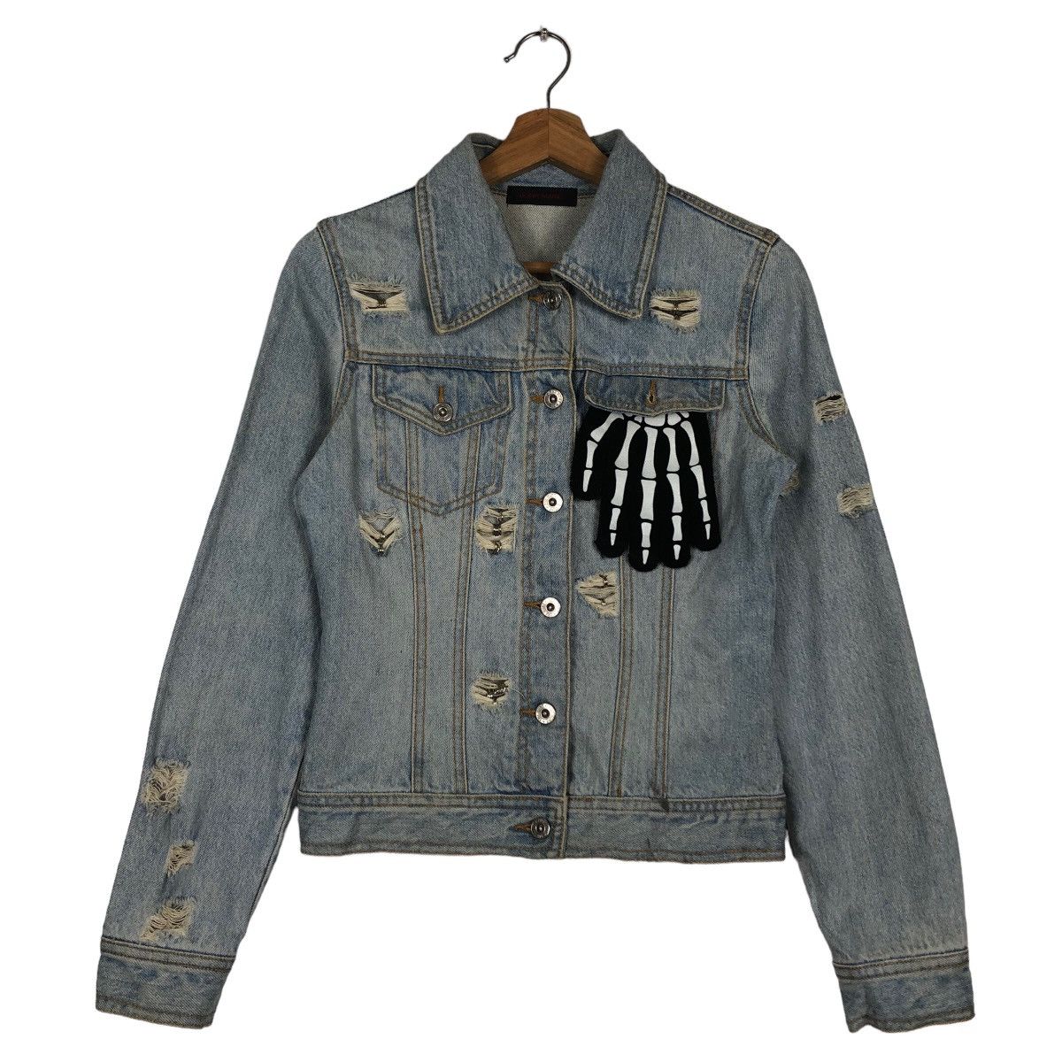 Japanese Brand 🔥Rare Biker Denim Jacket Distressed Punk Dona Marie Japan Size US M / EU 48-50 / 2 - 2 Thumbnail
