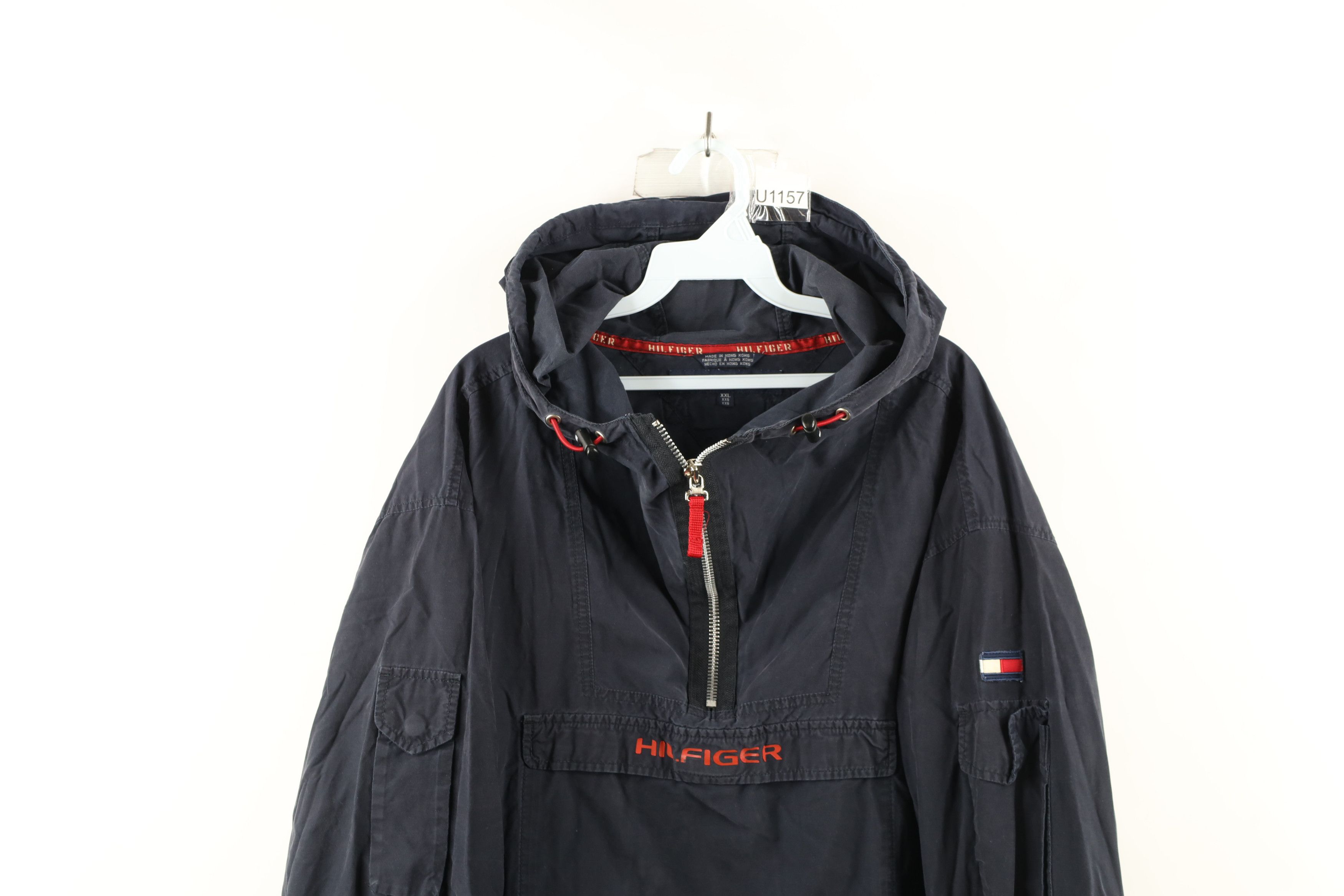 Tommy Hilfiger × Vintage Vintage 90s Tommy Hilfiger Out Hooded Anorak Jacket Blue Size US XXL / EU 58 / 5 - 2 Thumbnail
