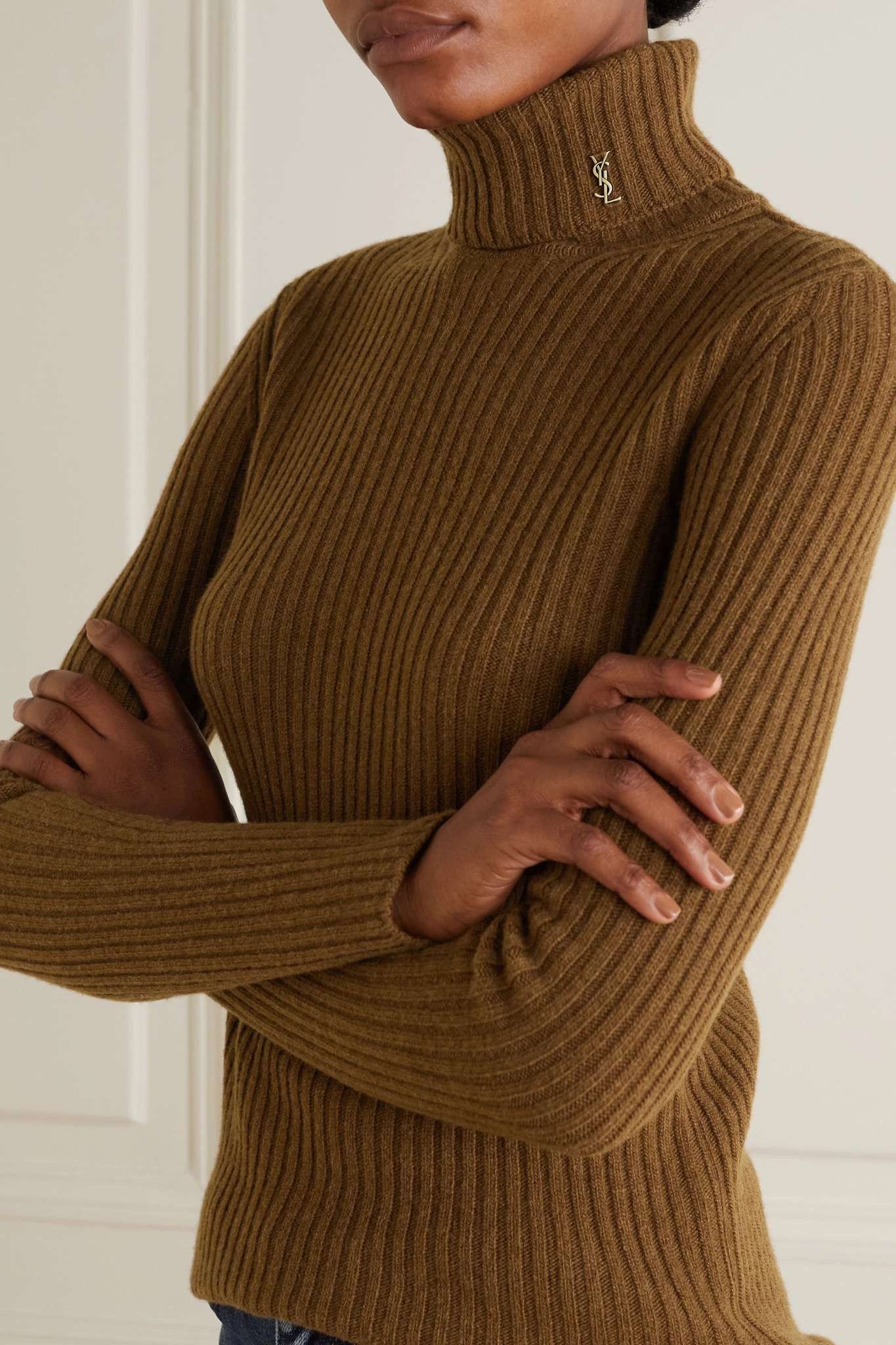 Saint Laurent Paris o1tr1nto0325 Ribbed Wool and Cashmere Turtleneck Sweater Size M / US 6-8 / IT 42-44 - 4 Thumbnail