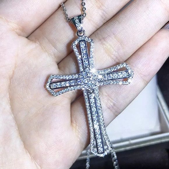 Other Unisex 925 Sterling Silver Plated Luxury Cross (1) Size ONE SIZE - 2 Thumbnail