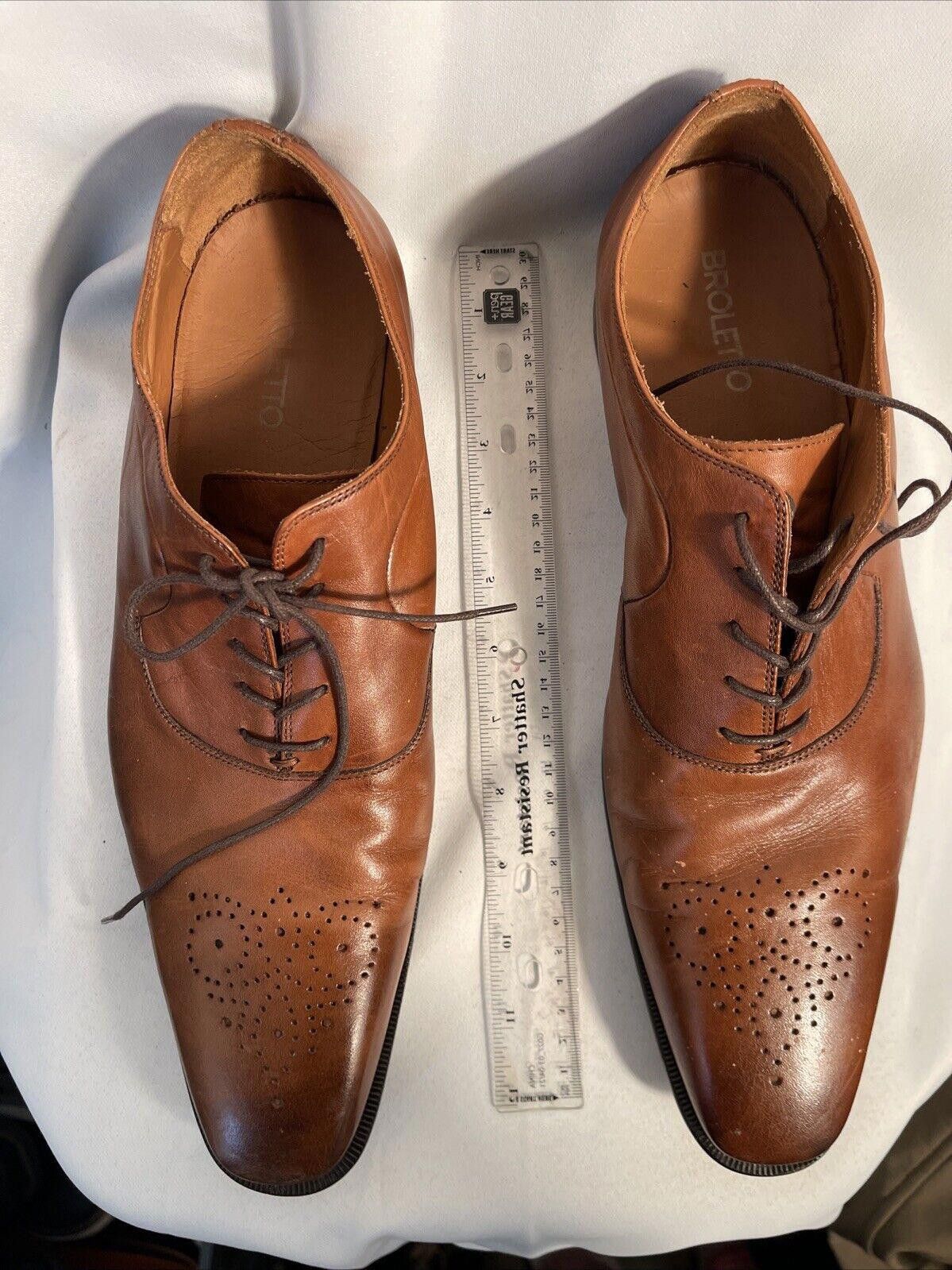 Designer Broletto Mens Black Leather Italian Size: 1l 1/2M Size US 11.5 / EU 44-45 - 3 Thumbnail
