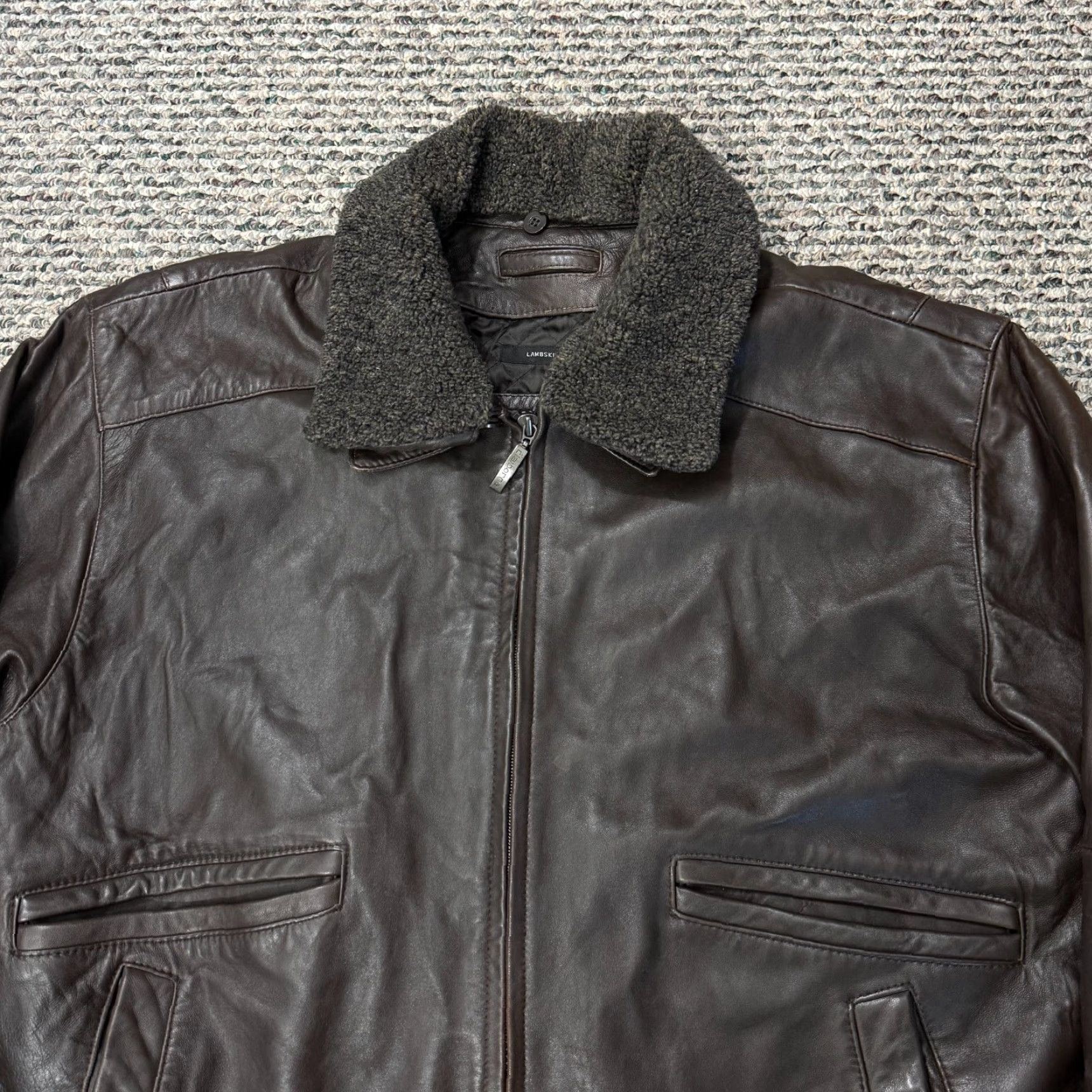 Liz Claiborne VINTAGE Claiborne Bomber Jacket Mens XL Brown Lambskin Leather Quilted Lined Zip Classic Size US XL / EU 56 / 4 - 4 Thumbnail
