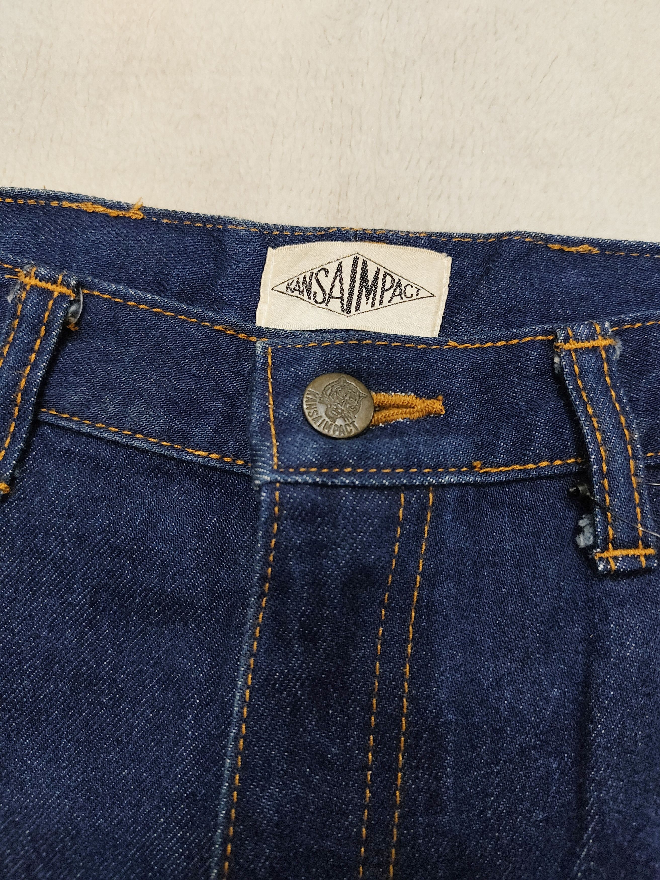 Kansai Yamamoto 90s Kansai Impact- Archive Gold Dragon Embrodiered Art Jeans Size US 29 - 8 Thumbnail