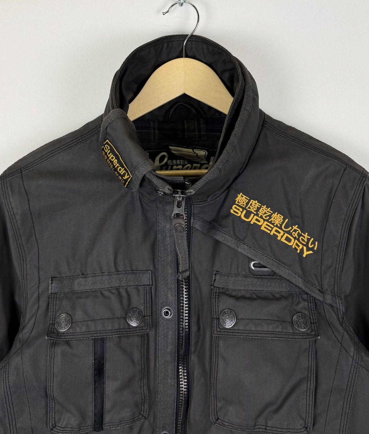 Superdry Superdry Black Hawk Waxed Cotton Jacket Size L Gray Biker Size US L / EU 52-54 / 3 - 3 Thumbnail