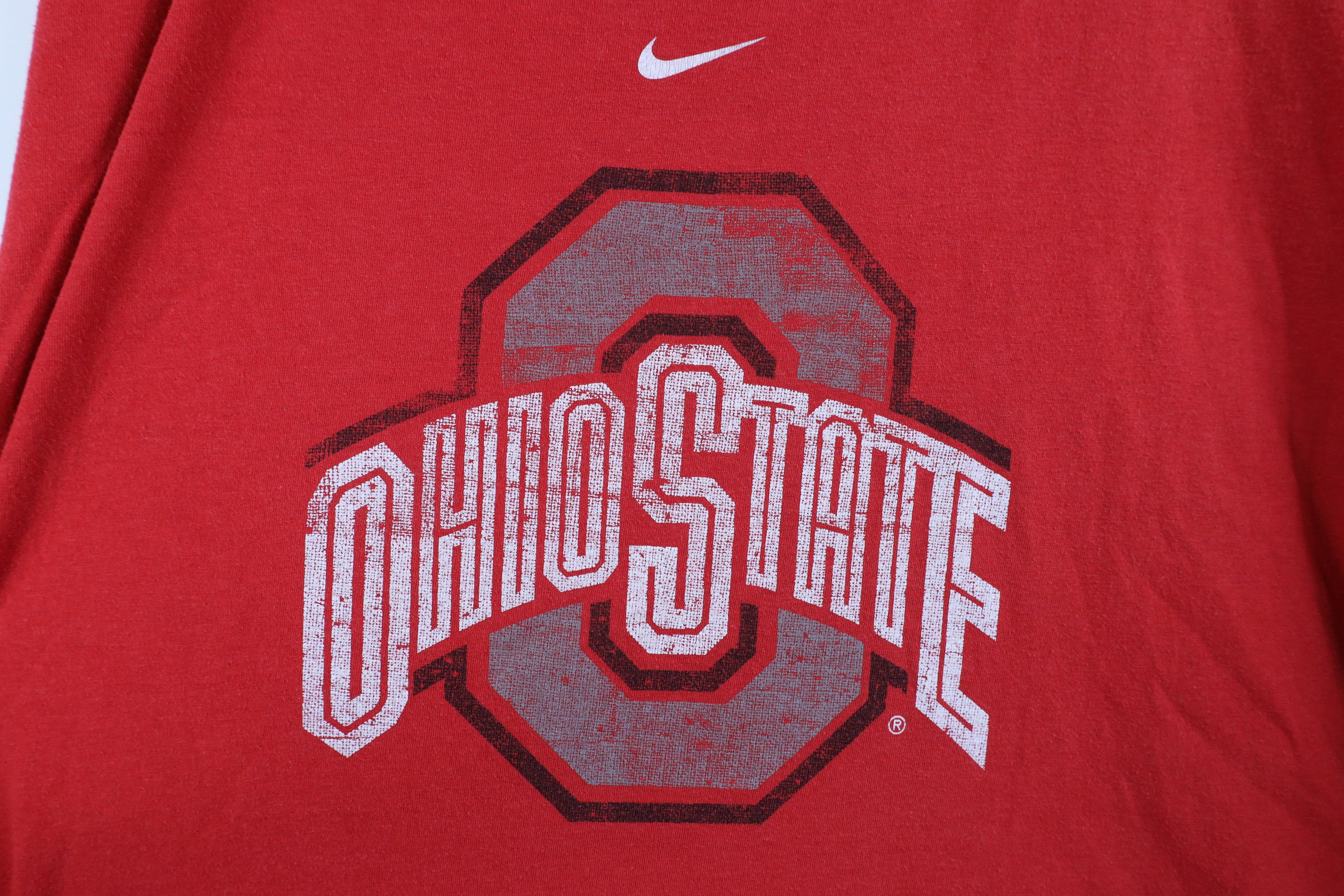 Nike × Vintage Vintage Nike Mini Swoosh Ohio State University T-Shirt Red Size US XXL / EU 58 / 5 - 4 Thumbnail