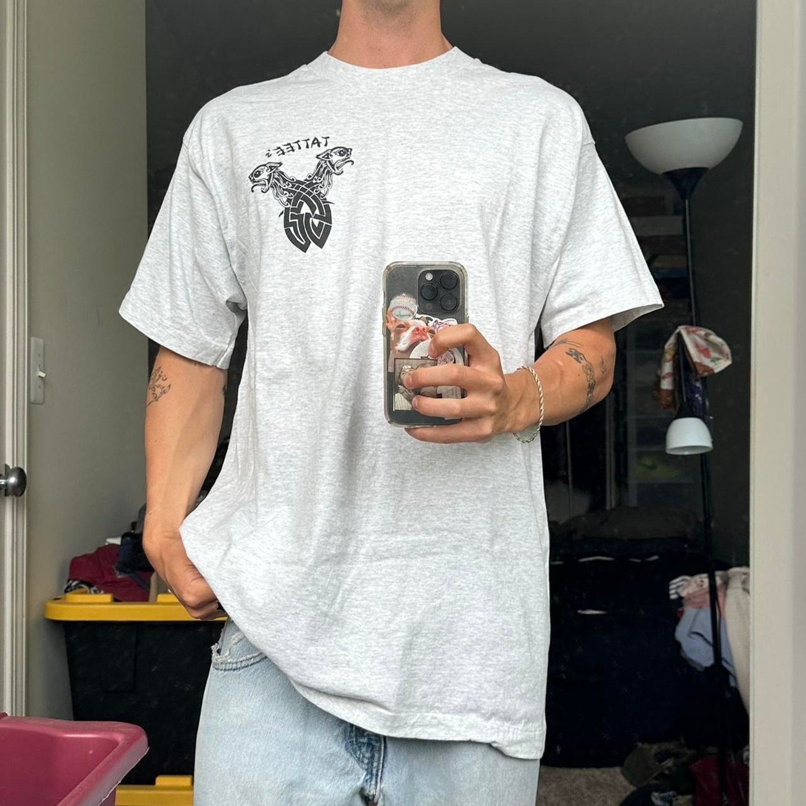 Vintage Vintage 90s Tattees Tattoo Tribal Gothic Grunge Graphic Tee Size US XL / EU 56 / 4 - 4 Thumbnail