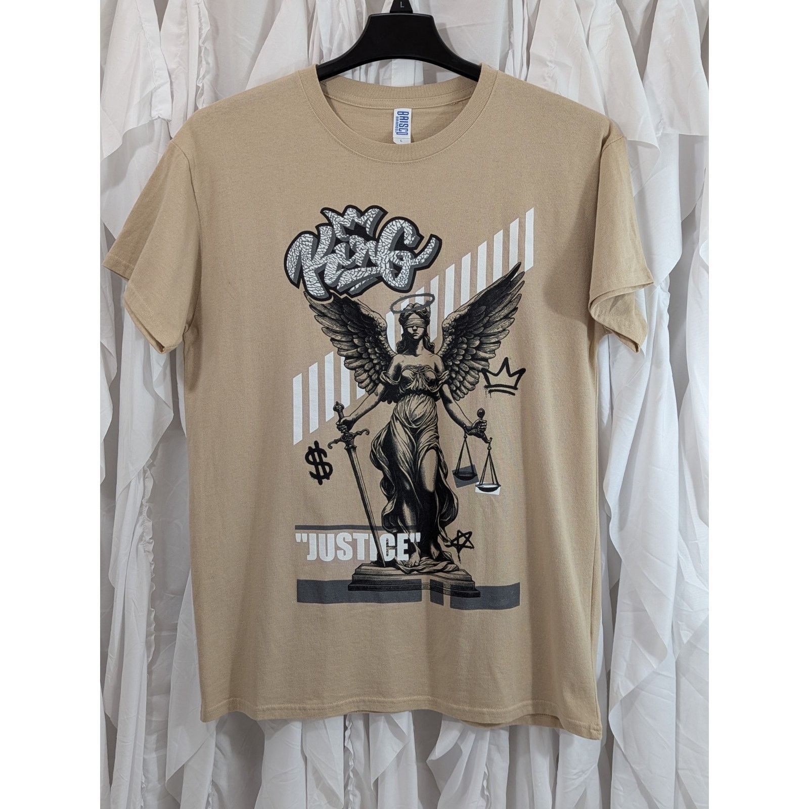 Other Vintage Style Lady Justice "King" Graphic Tee Tan Large Size US L / EU 52-54 / 3 - 1 Thumbnail