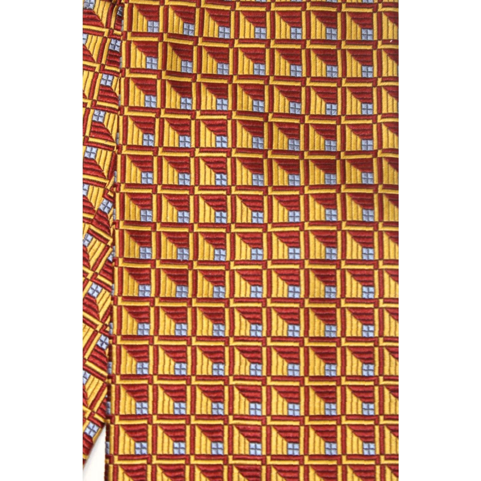 Jos. A. Bank Jos. A. Bank Silk Necktie 58" Classic Gold Red Geometric Abstract Retro Italy Mens Size ONE SIZE - 3 Thumbnail