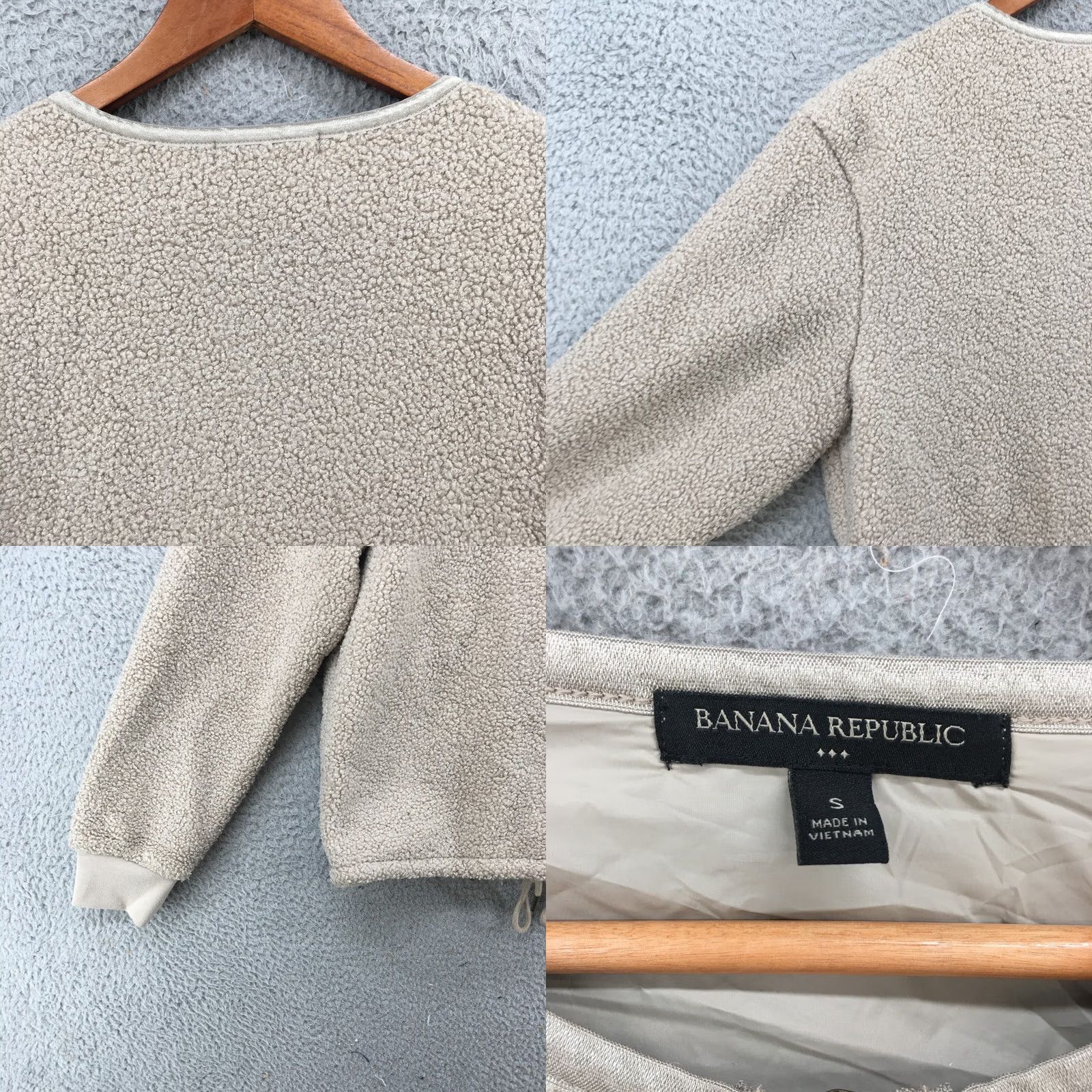 Banana Republic Banana Republic Fuzzy Zip Up Jacket Womens S Beige Long Sleeve Pockets Crew Neck - Casual, Workwear Size S / US 4 / IT 40 - 9 Thumbnail