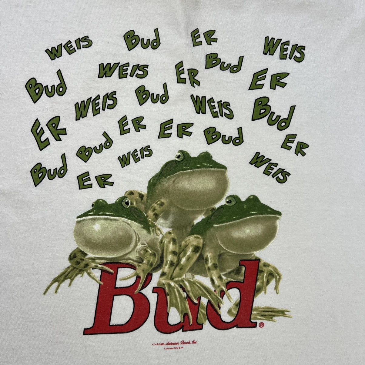 Budweiser Rare! Budweiser Frog Big Logo Tee 90s Single Stitch Vintage Size US XL / EU 56 / 4 - 6 Thumbnail