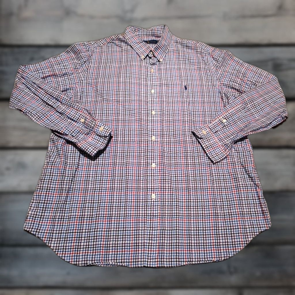 Ralph Lauren Vintage Ralph Lauren Mens Plaid Button-Down Shirt XXL All Seasons Casual Business Navy Blue Size US XXL / EU 58 / 5 - 1 Thumbnail