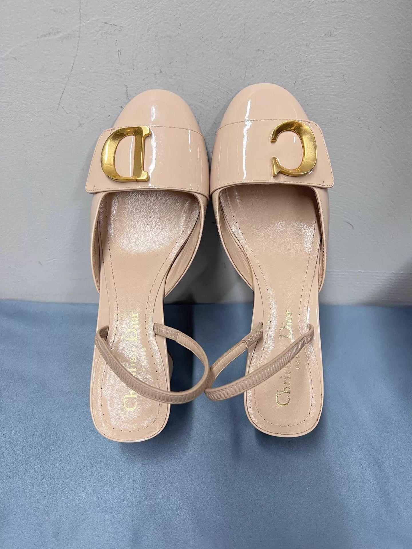 Dior Dior C'est Dior Nude Patent Leather Round-Toe Block Heel 36 Size US 5.5 / IT 35.5 - 4 Thumbnail