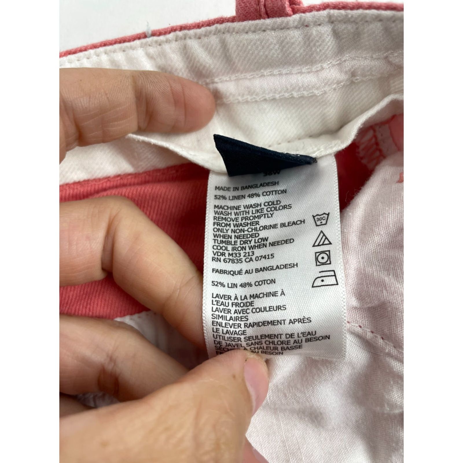 Nautica Nautica Shorts Mens 36W Pink Chino Flat Front Back Pockets Casual Travel Linen Cotton Modern 39 in Waist Regular No Vintage Mens Size US 39 - 8 Thumbnail