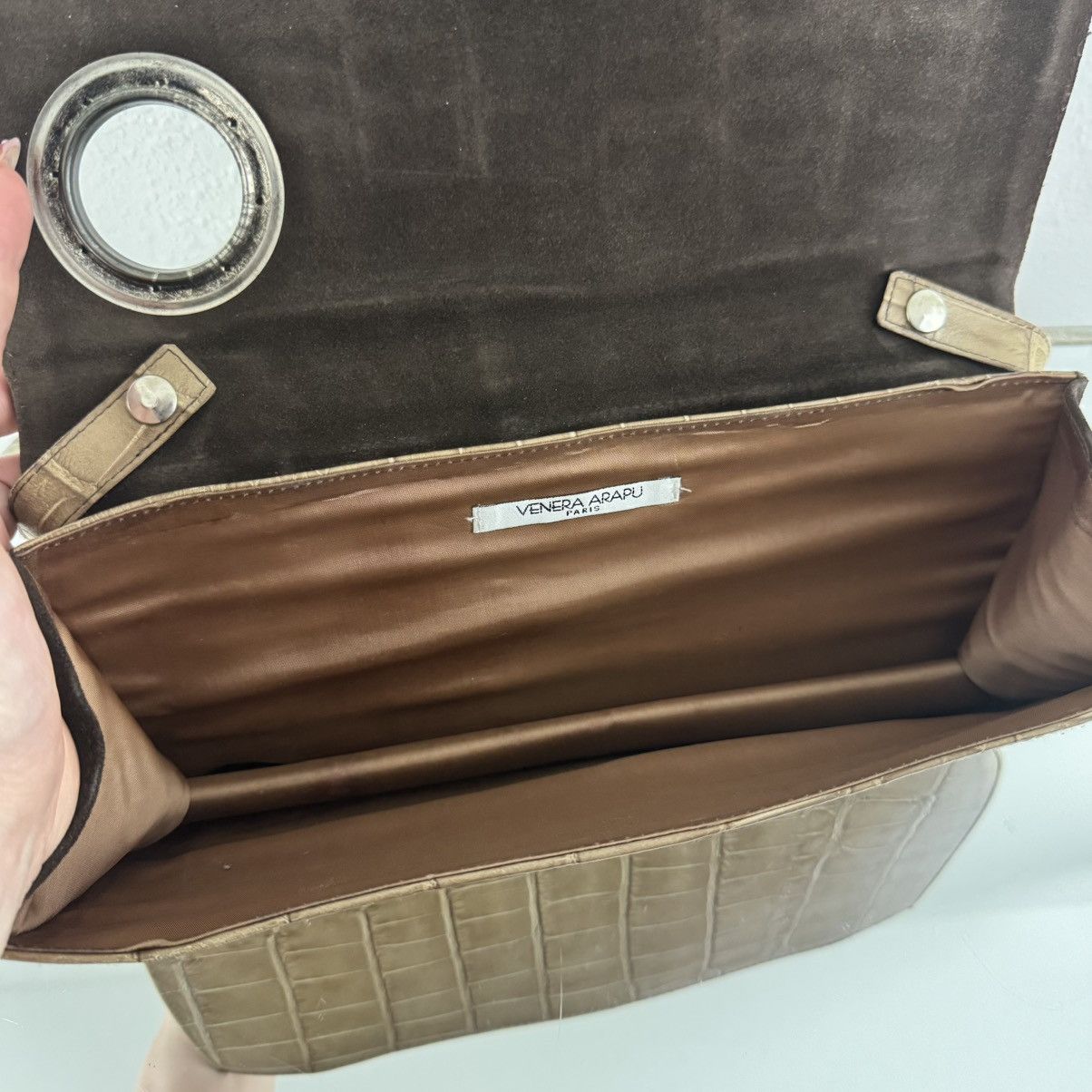 Vintage VENERA ARAPU Vintage 90s Brown Leather Flower Shoulder Bag Size ONE SIZE - 7 Thumbnail