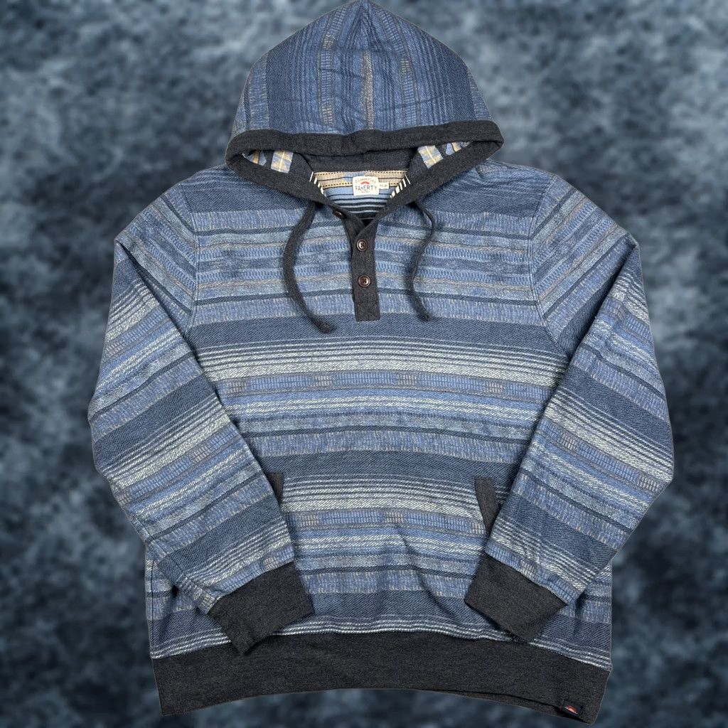 Faherty Faherty Campfire Hoodie Henley Pullover Sweatshirt 2XL Mens Blue Striped Baja Size US XXL / EU 58 / 5 - 1 Thumbnail