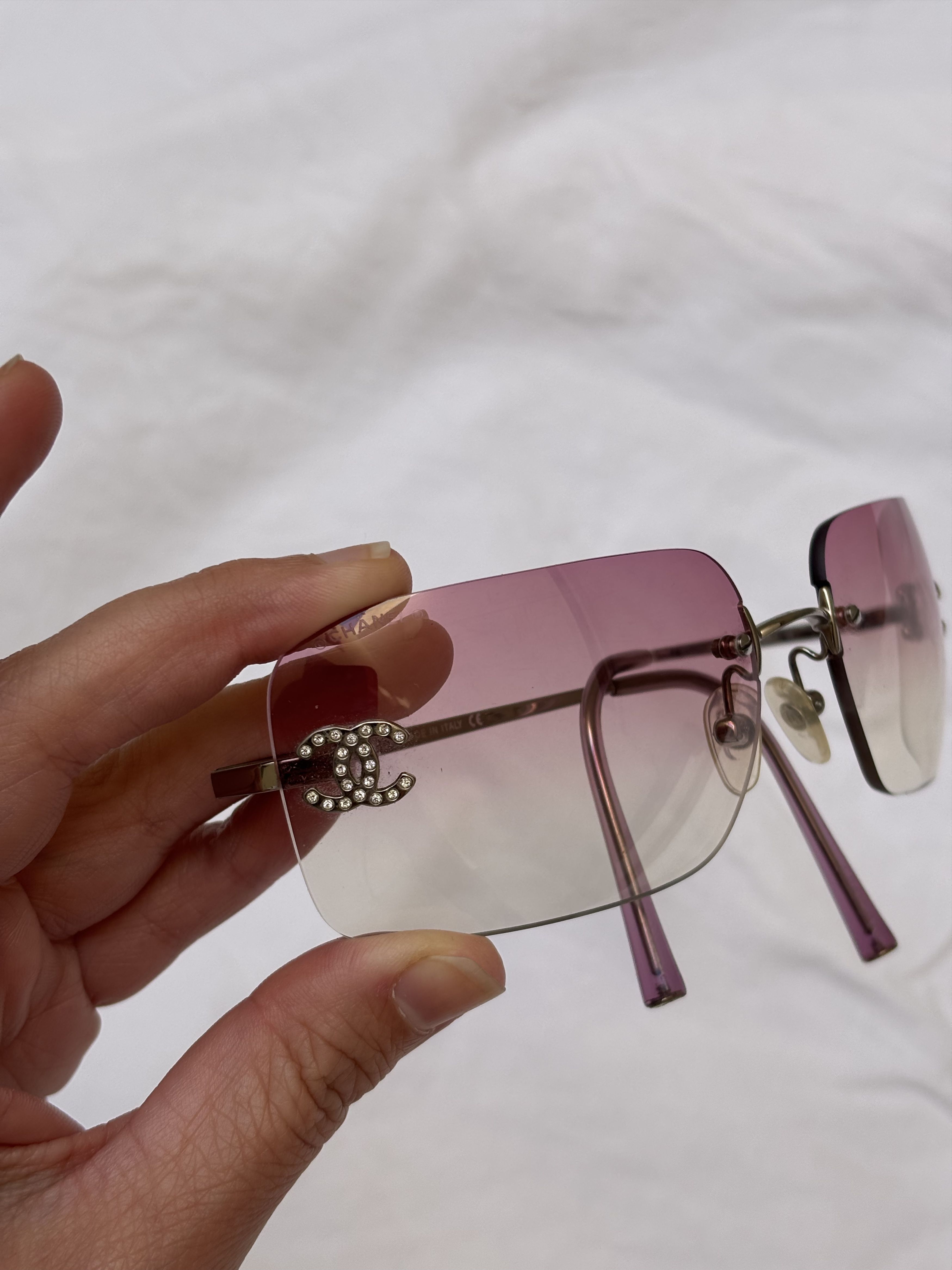 Chanel Chanel Sunglasses 4017 D CC Rhinestone Logo Rimless Size ONE SIZE - 3 Thumbnail