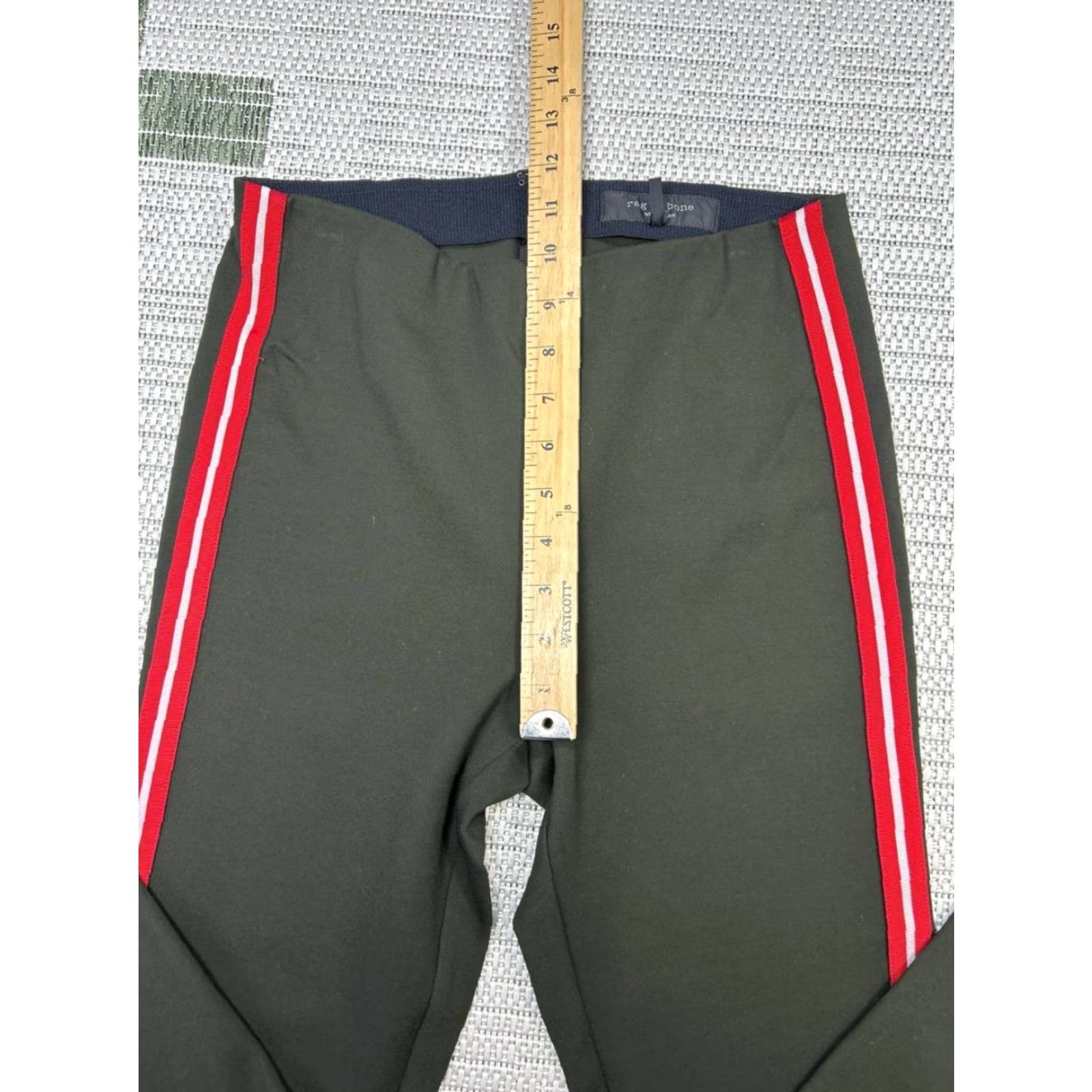 Rag & Bone rag & bone New York Simone Crop Pants Womens 4 Green Striped Mid Rise Back Zip Size 27" / US 4 / IT 40 - 5 Thumbnail