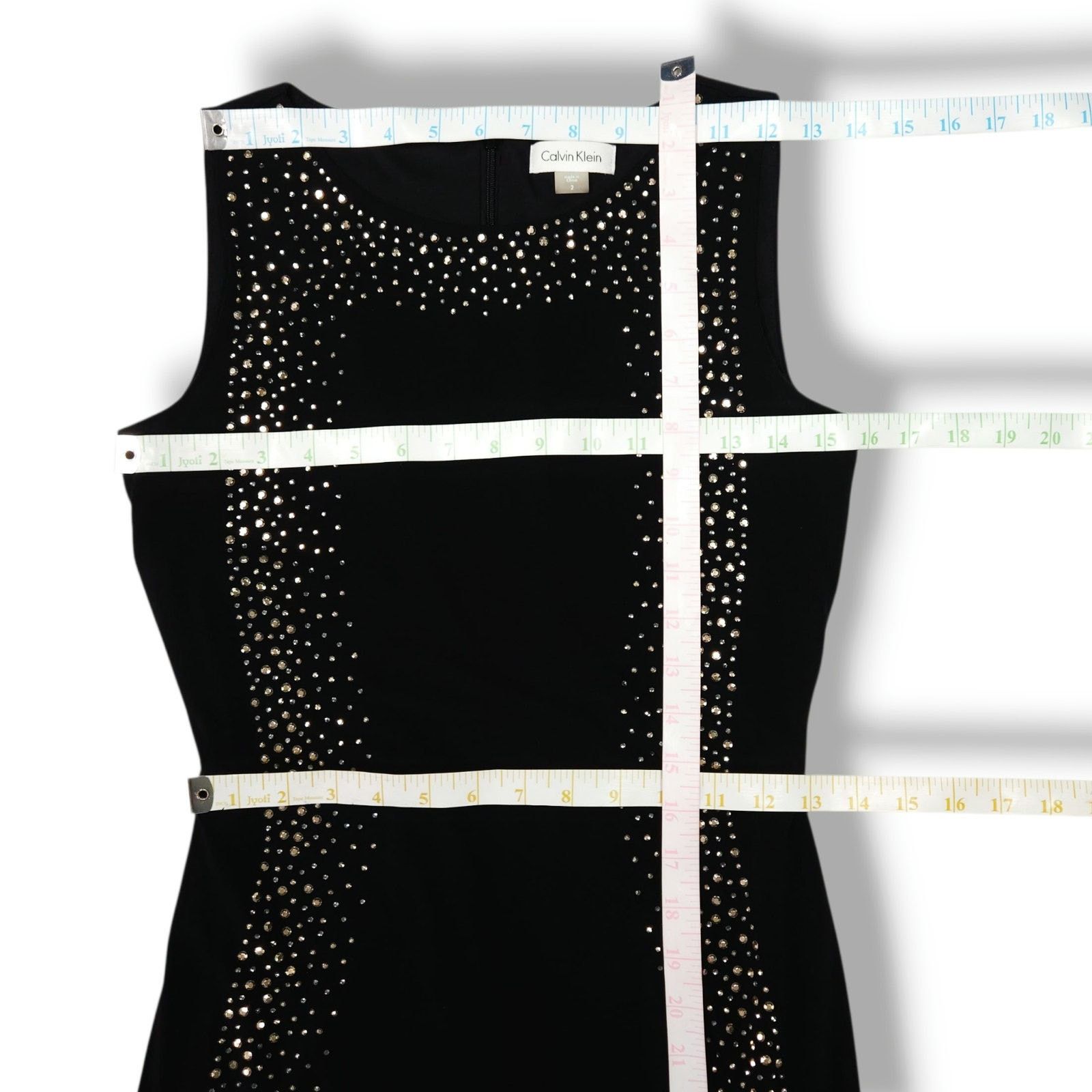 Calvin Klein Calvin Klein Black Sleeveless Dress 2 Embellished Size XS / US 0-2 / IT 36-38 - 7 Thumbnail