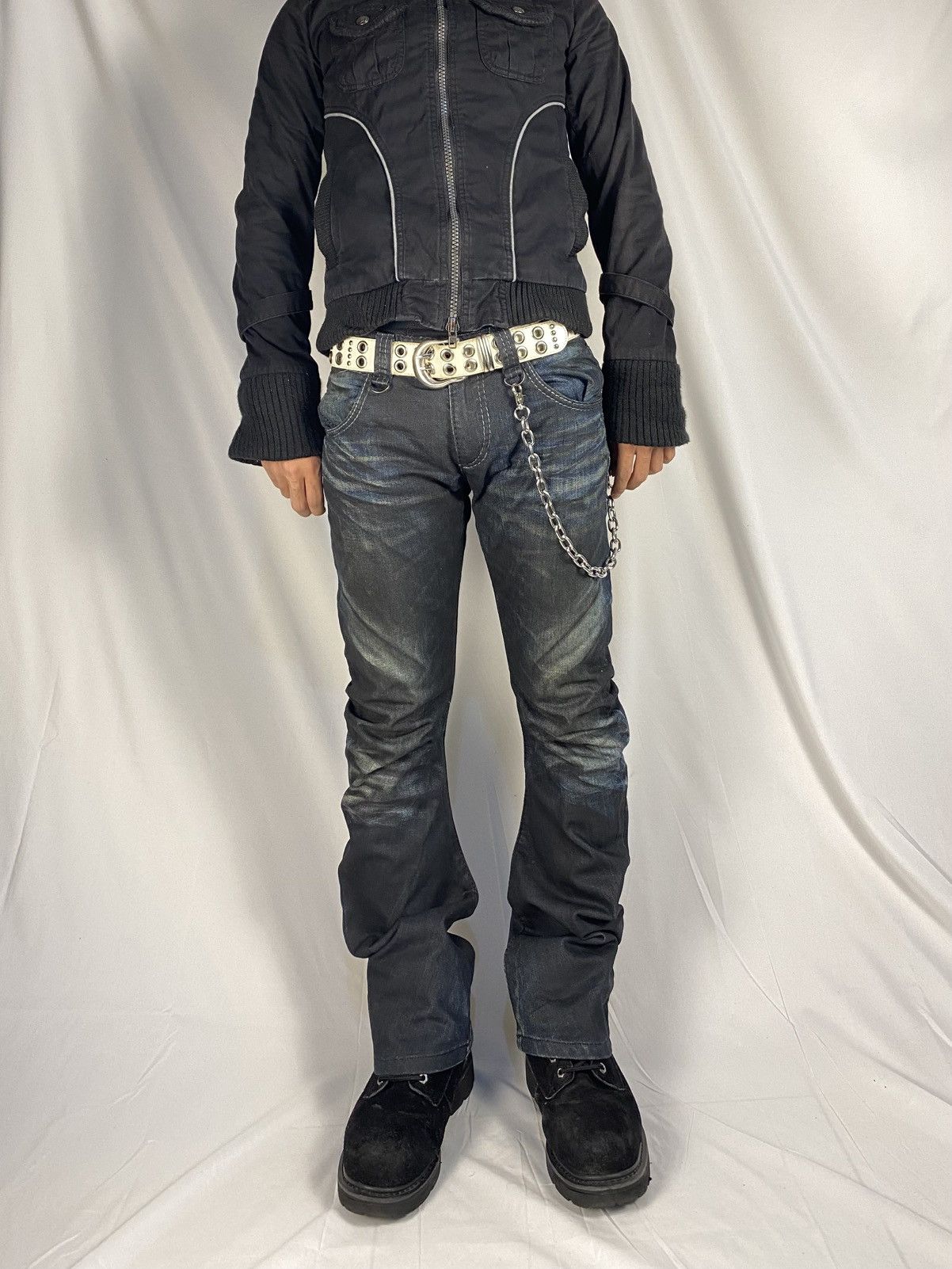 BUFFALO BOBS ✨ Archive Buffalo Bobs Curve Spiral Waxed Flared Punk Denim Size US 30 / EU 46 - 2 Thumbnail