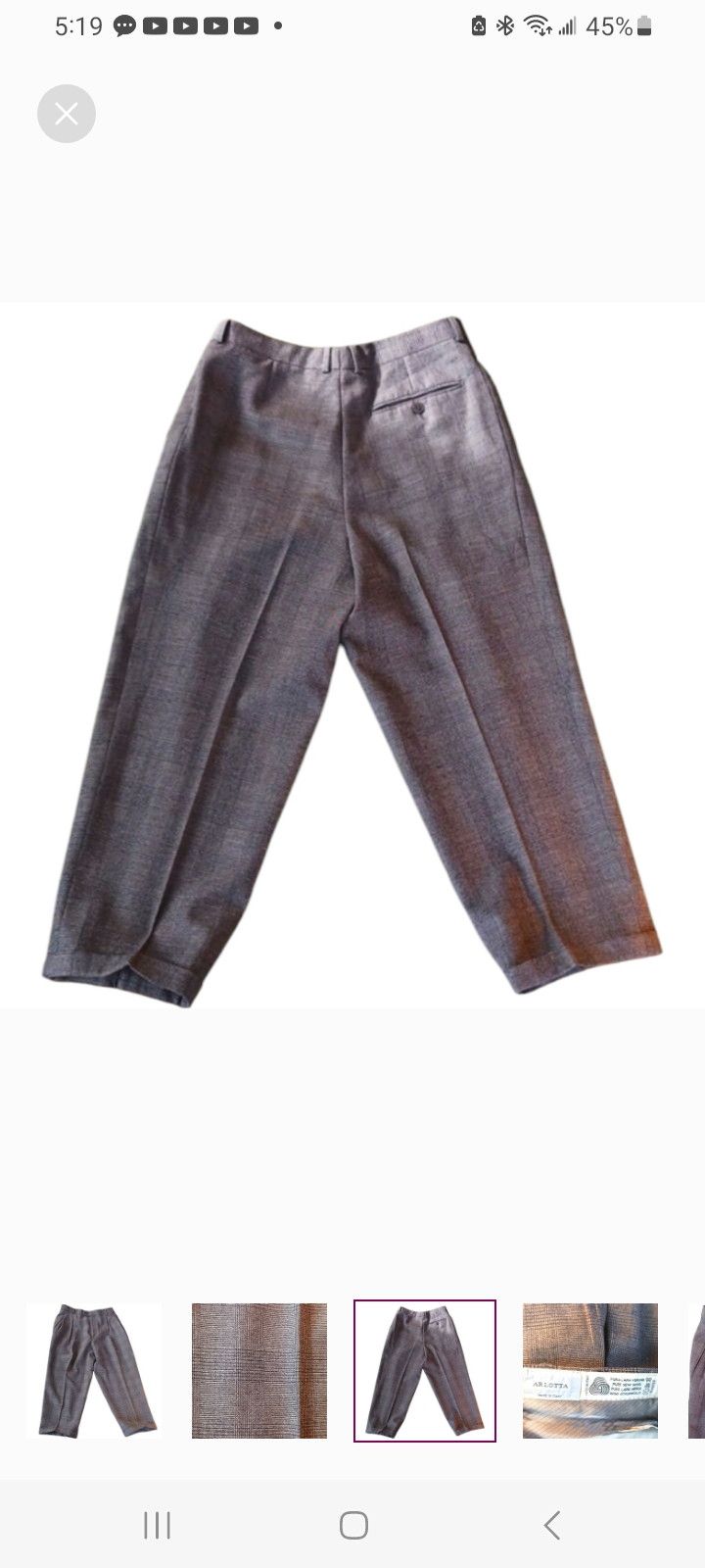Other ARLOTTA Wool Men's Grey Pants Size US 34 / EU 50 - 4 Thumbnail