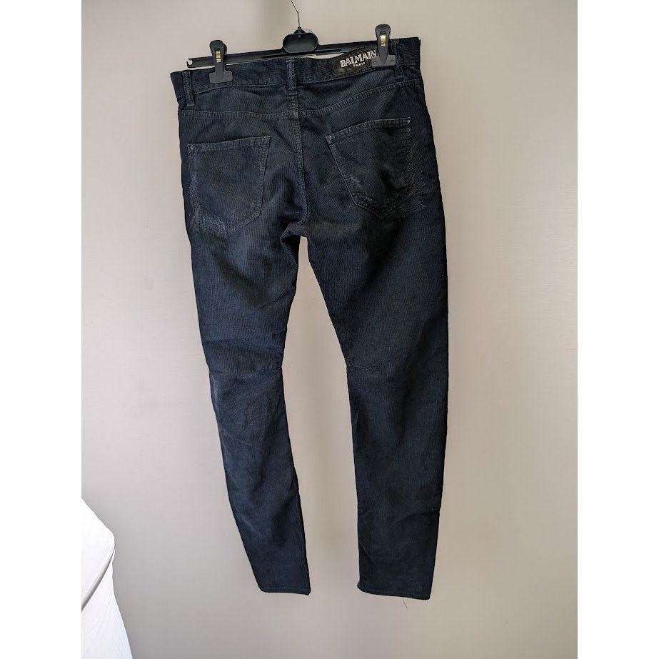 Balmain o1rbi21 Decarnin Corduroy Pants in Dark Blue Size US 31 - 3 Thumbnail