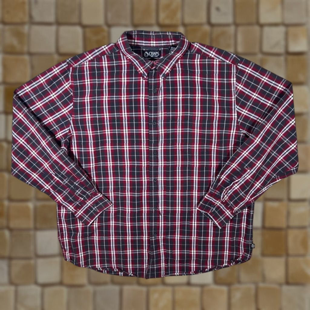 Chaps Chaps Button-Up XL Red/Black/White Plaid Check Cotton Shirt Long Sleeve Casual Mens Shirt Size US XL / EU 56 / 4 - 1 Thumbnail