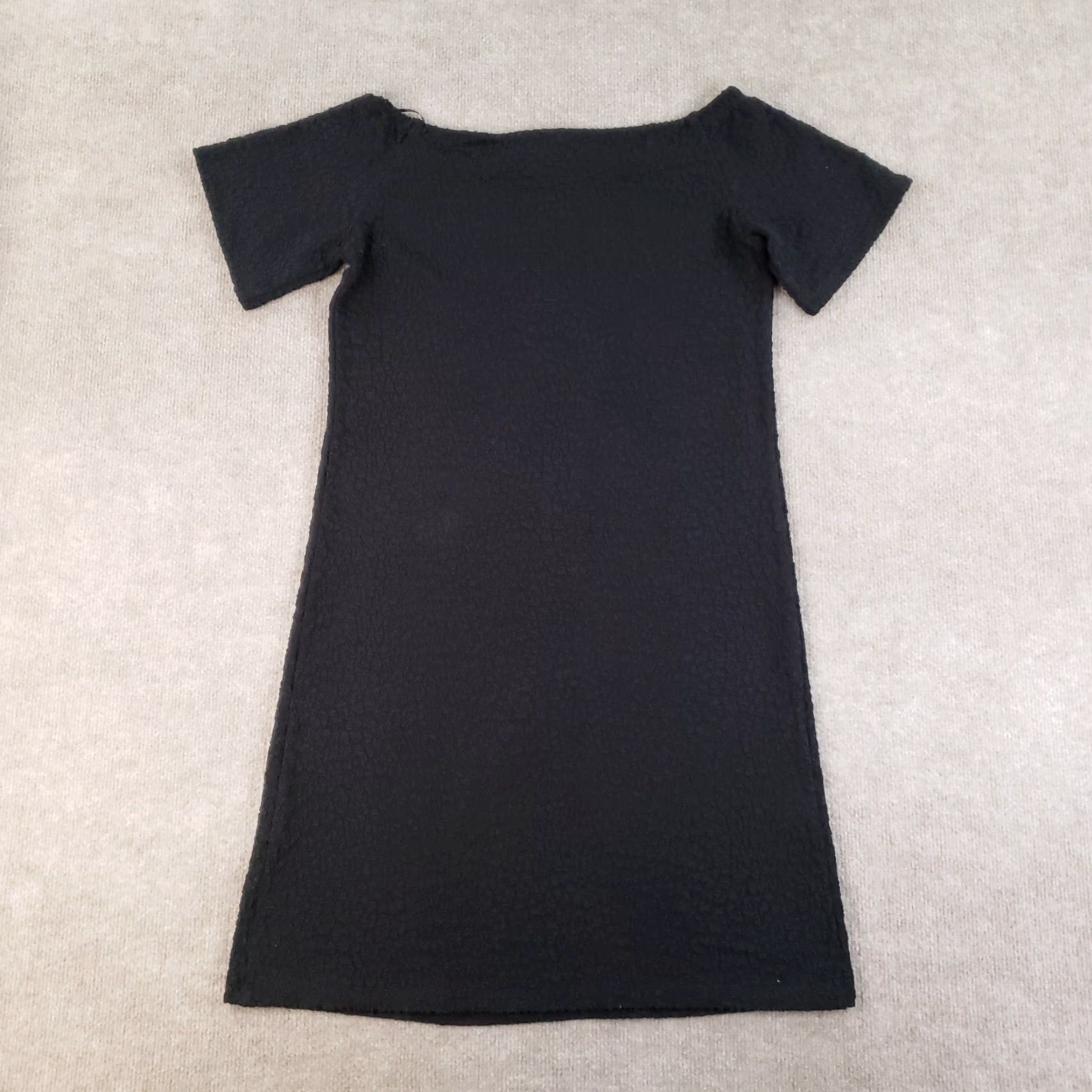 J.McLaughlin J McLaughlin Dress Womens Small Black Textured Short Sleeve Shift Stretch Size 28" / US 6 / IT 42 - 2 Thumbnail