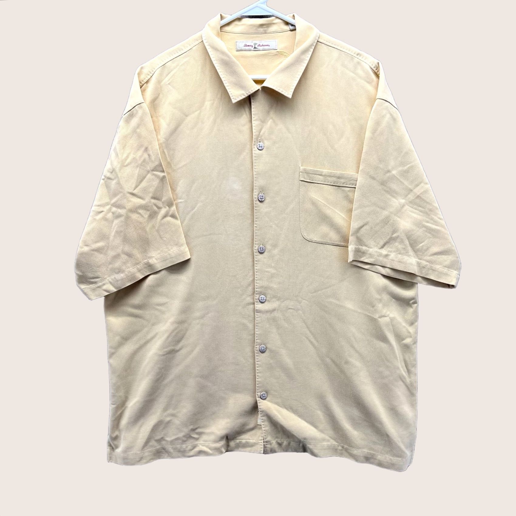 Tommy Bahama Tommy Bahama Shirt Men XL Yellow Button-Down Silk Solid Hawaiian Dress Button-Up Clubwear Casual Formal 46 Chest XL Size US XL / EU 56 / 4 - 1 Thumbnail