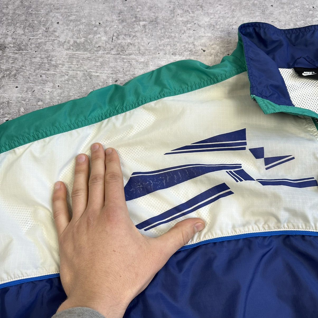 Nike × Vintage Vintage Nike Anorak Jacket Center Logo Oversize 90s Nylon Size US XL / EU 56 / 4 - 7 Thumbnail