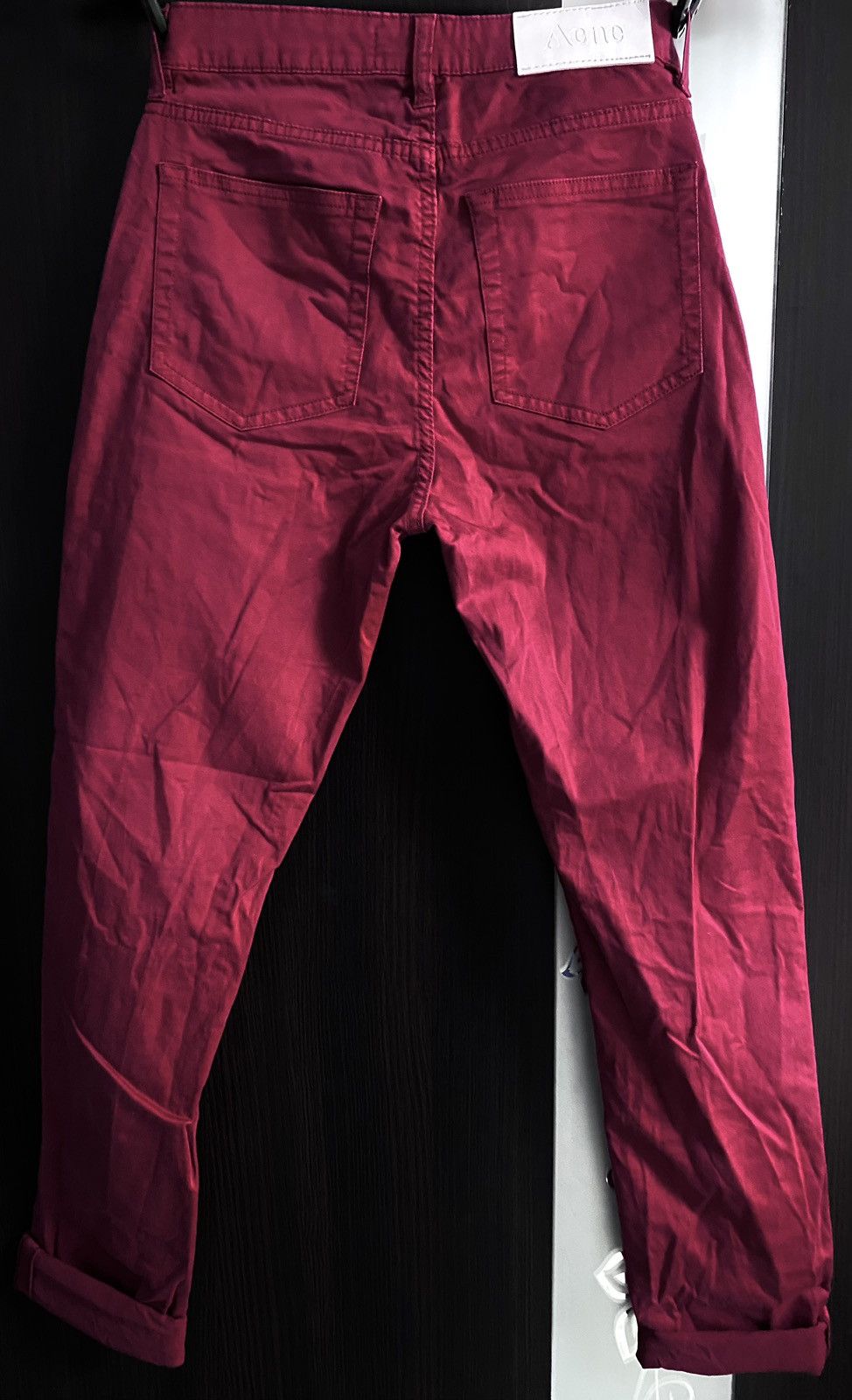 Acne Studios Womens Acne Studios Flex Satin Red Cotton Stretch Pant Jeans Size 28" / US 6 / IT 42 - 3 Thumbnail