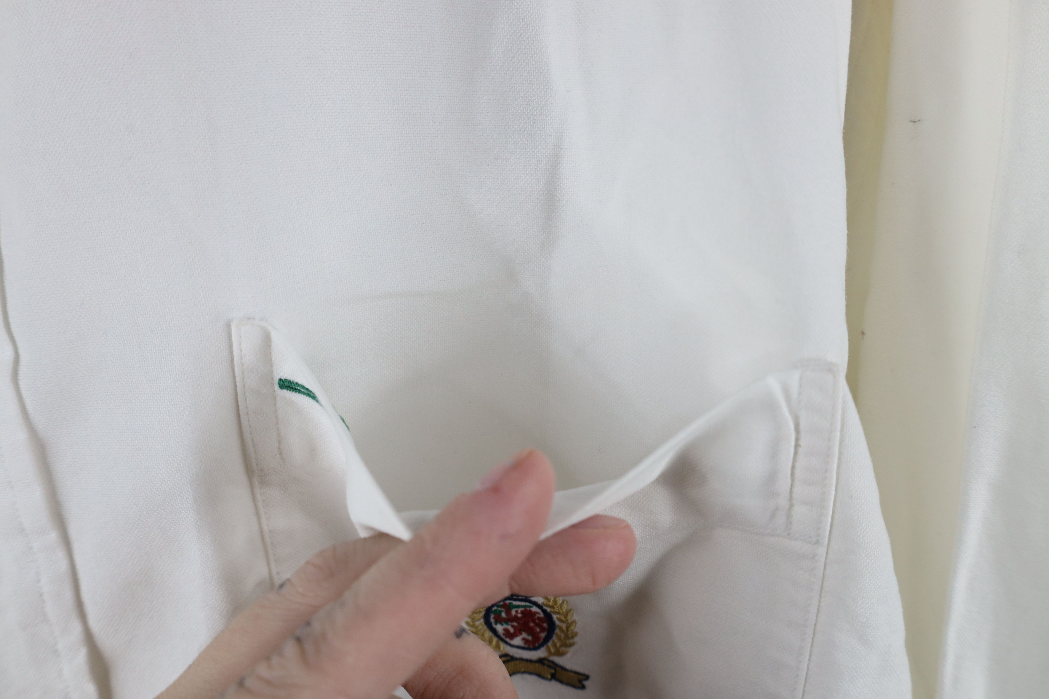 Tommy Hilfiger × Vintage Vintage 90s Tommy Hilfiger Big Logo Band Collar Button Shirt Size US L / EU 52-54 / 3 - 5 Thumbnail