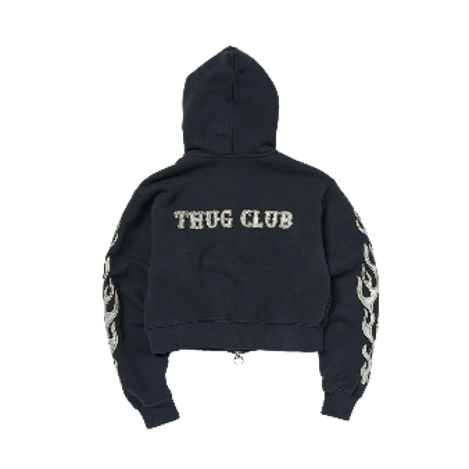 Thug Club Leather Flame Cropped Hooded Zip-up (Sz 1, 2) Size US M / EU 48-50 / 2 - 2 Thumbnail