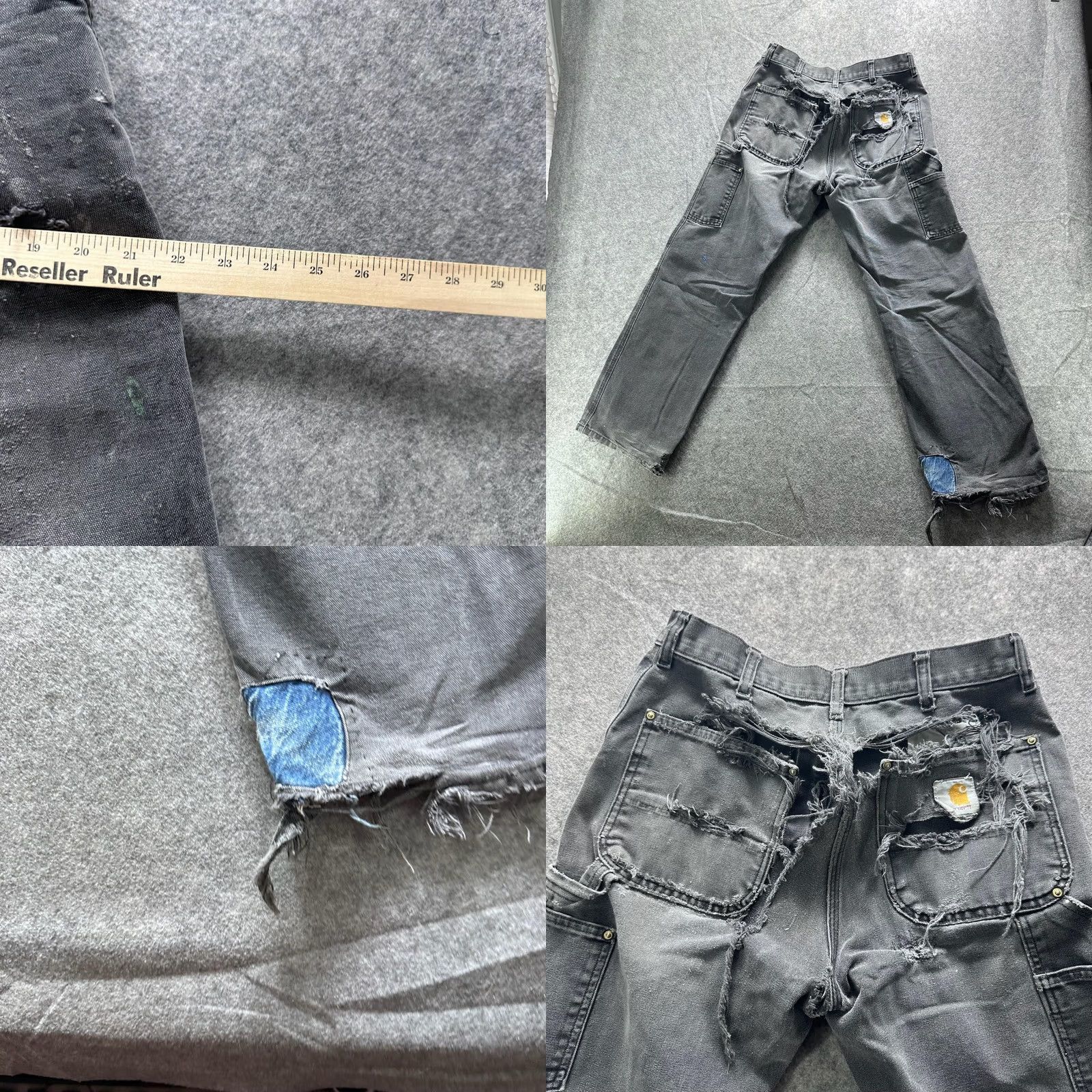 Carhartt VINTAGE Carhartt Pants Mens 33x30 Gray Denim Carpenter Relaxed Distressed Pants Men's Gray Denim Carpenter Workwear 90s Mens Size US 33 - 9 Thumbnail